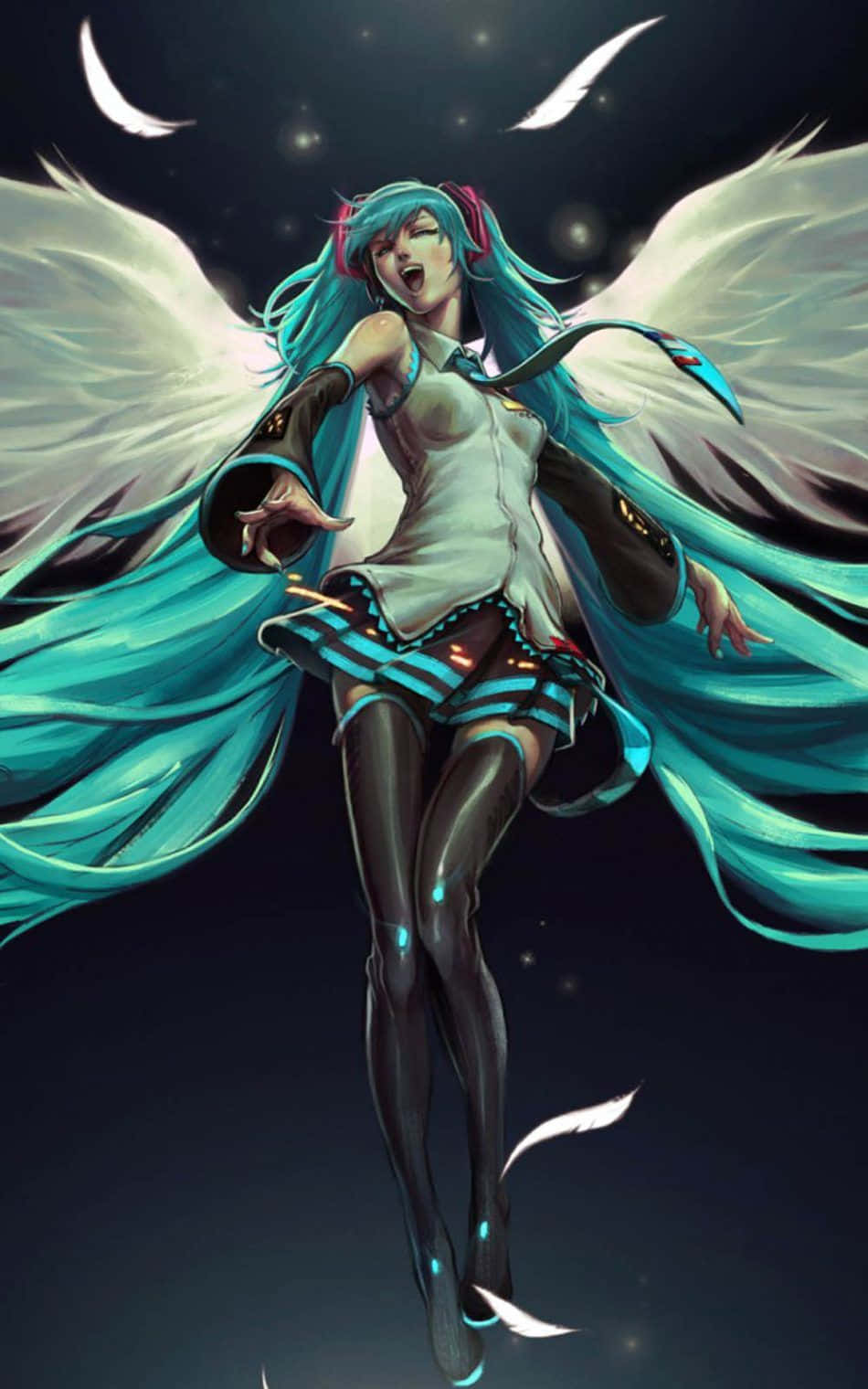 Download Hatsune Miku With Angel Wings Phone Wallpaper
