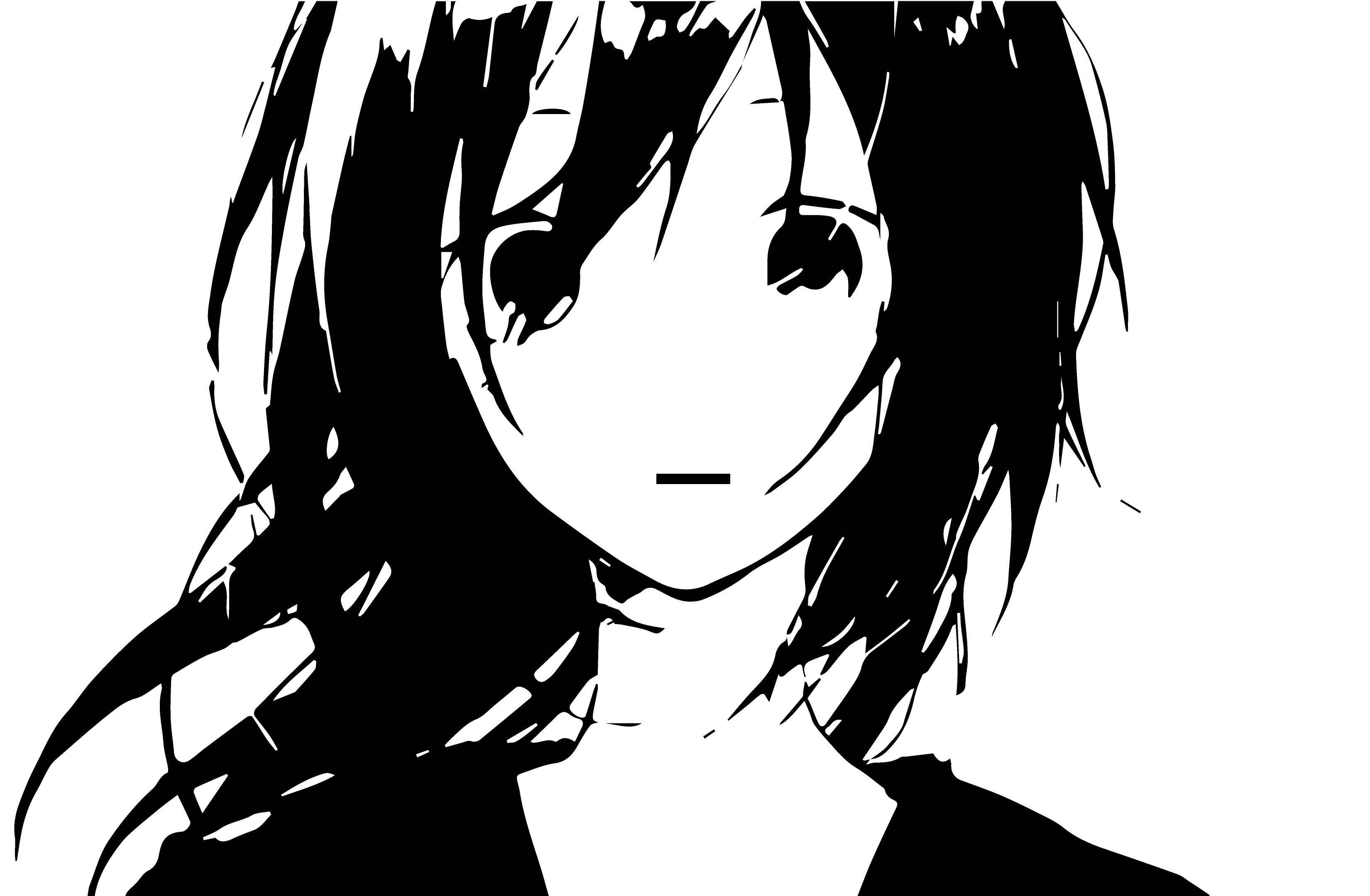 Download Simple Sad Anime Girl Black And White Desktop Wallpaper