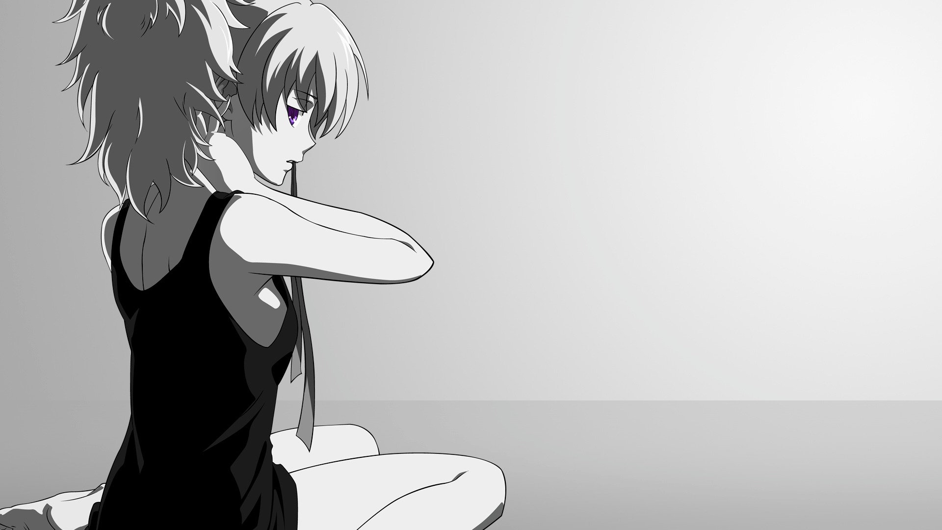 Wallpaper, illustration, anime girls, black hair, Darker than Black, Yin, joint, ART, girl, arm, 1920x1080 px, computer wallpaper, black and white, monochrome photography, human hair color, fictional character, mangaka, product design