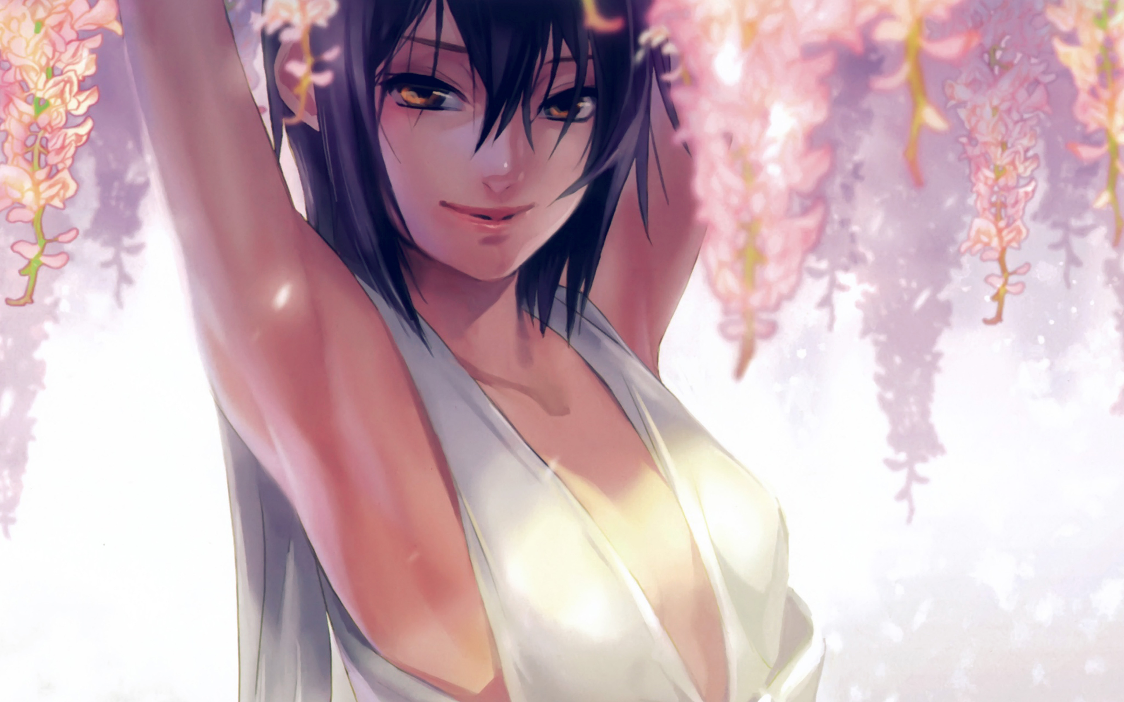 wallpaper for desktop, laptop. anime art girl flower cute