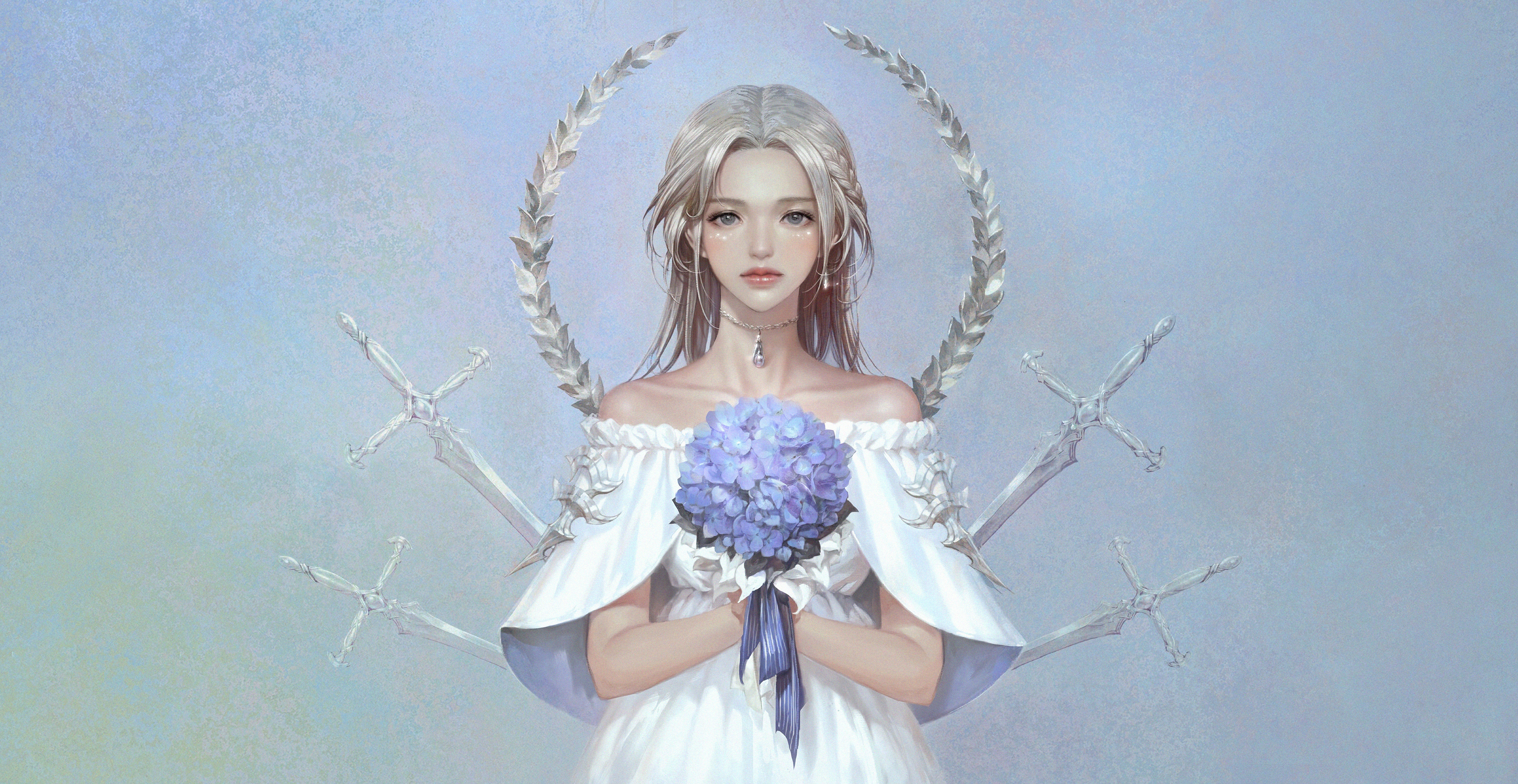 Anime Girl With Flowers 4k, HD Anime, 4k Wallpaper, Image, Background, Photo and Picture