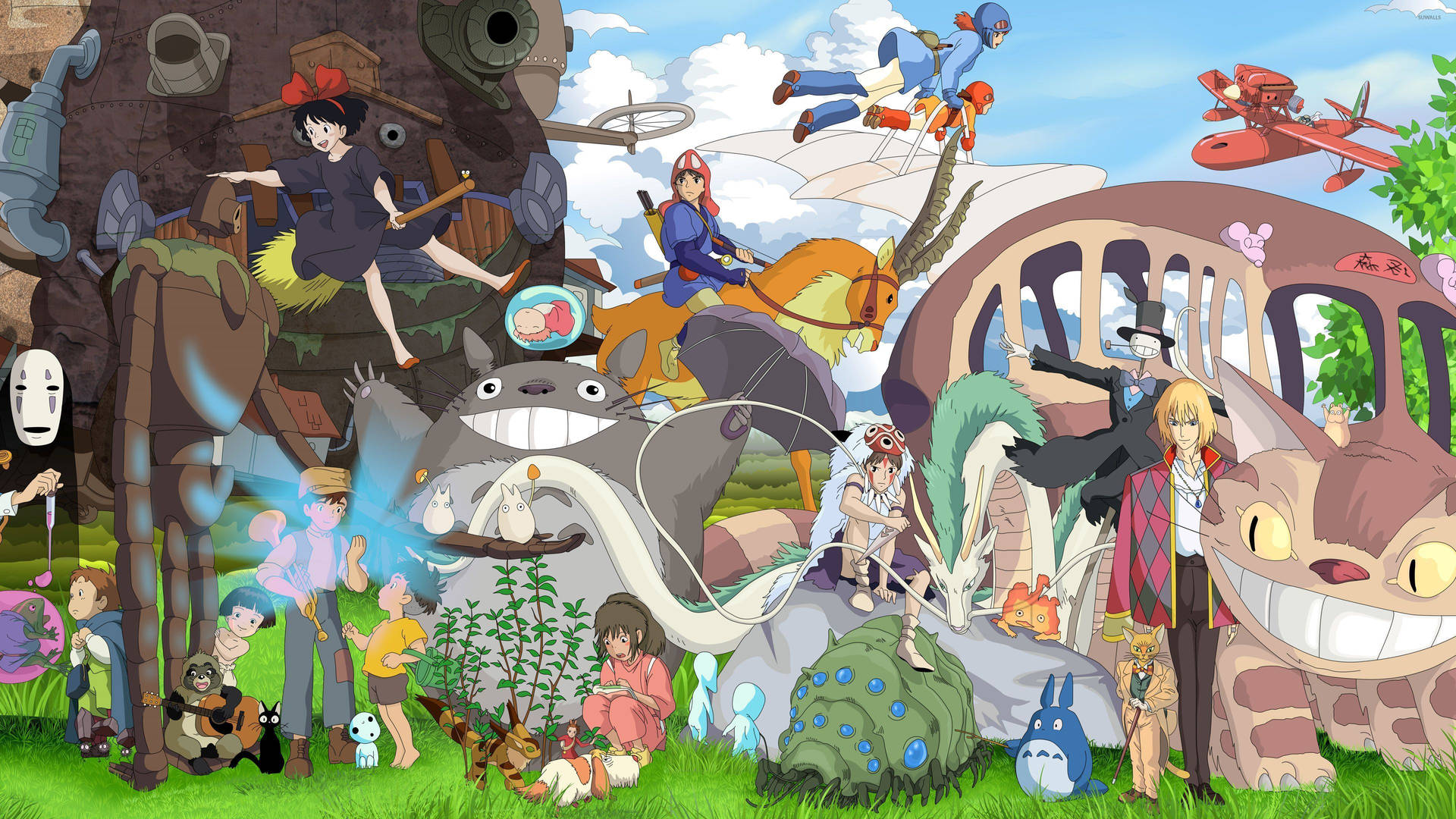 Download Studio Ghibli Characters Collage Wallpaper