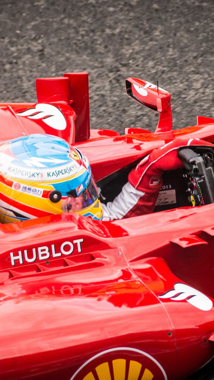 Download wallpaper: Alonso at Ferrari F1 Team 750x1334