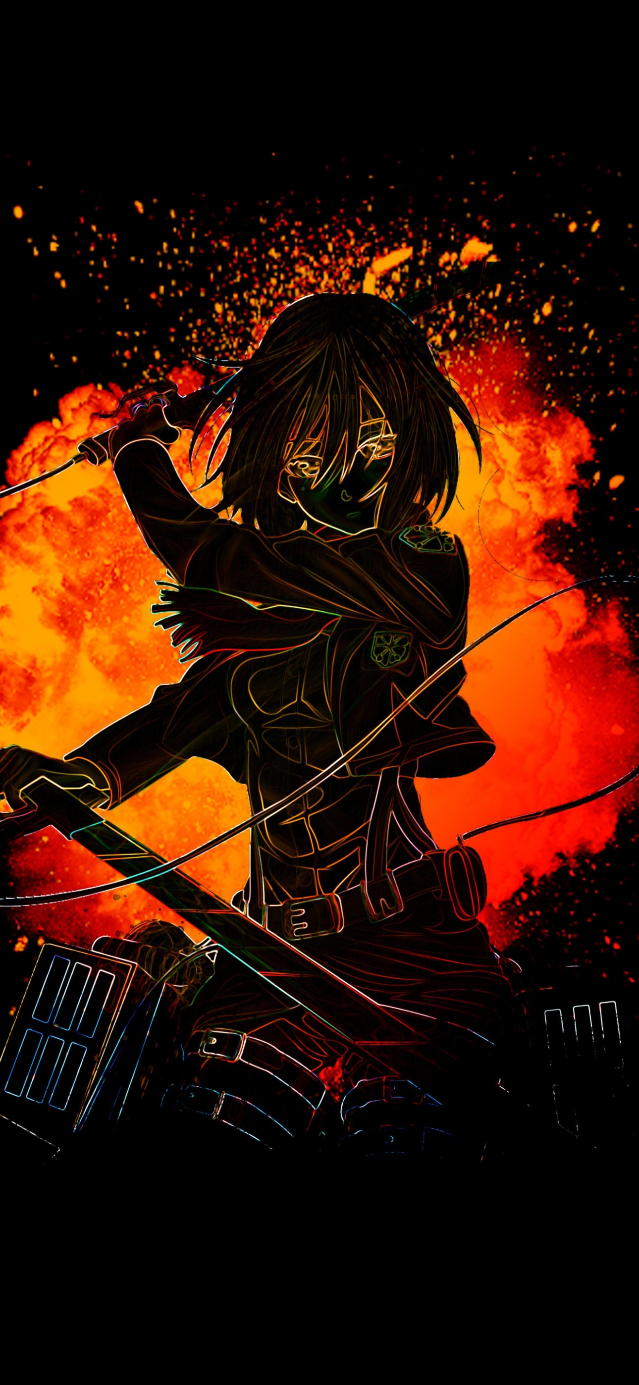 Mikasa Ackerman Attack on Titan AMOLED 5K Wallpaper