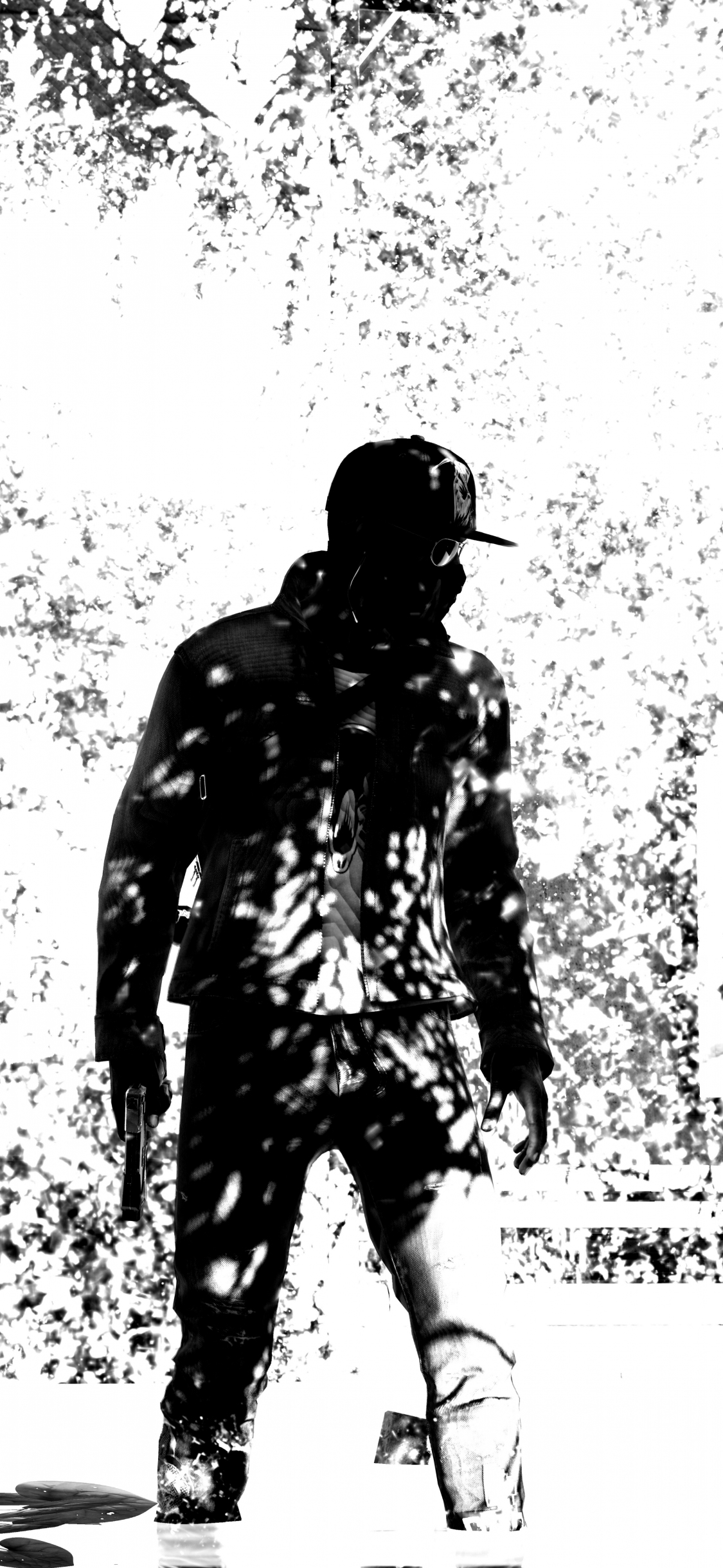 Download wallpaper 1125x2436 watch dogs 2, video game, monochrome, iphone x, 1125x2436 HD background, 4265