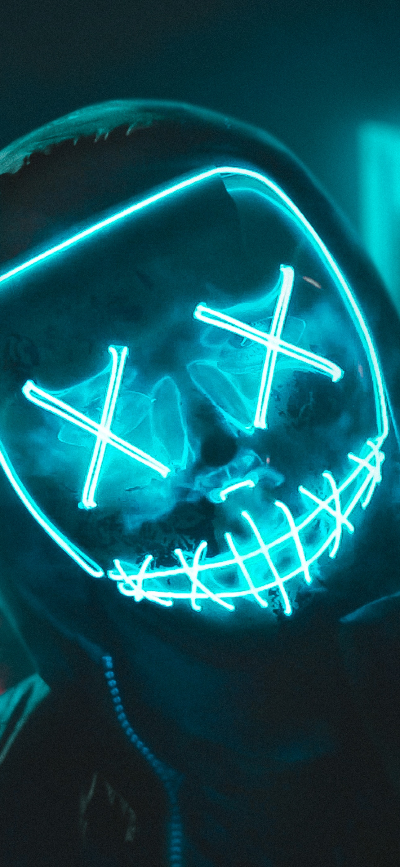 Neon Wallpaper 4K, LED mask, Urban, Night, Smoke