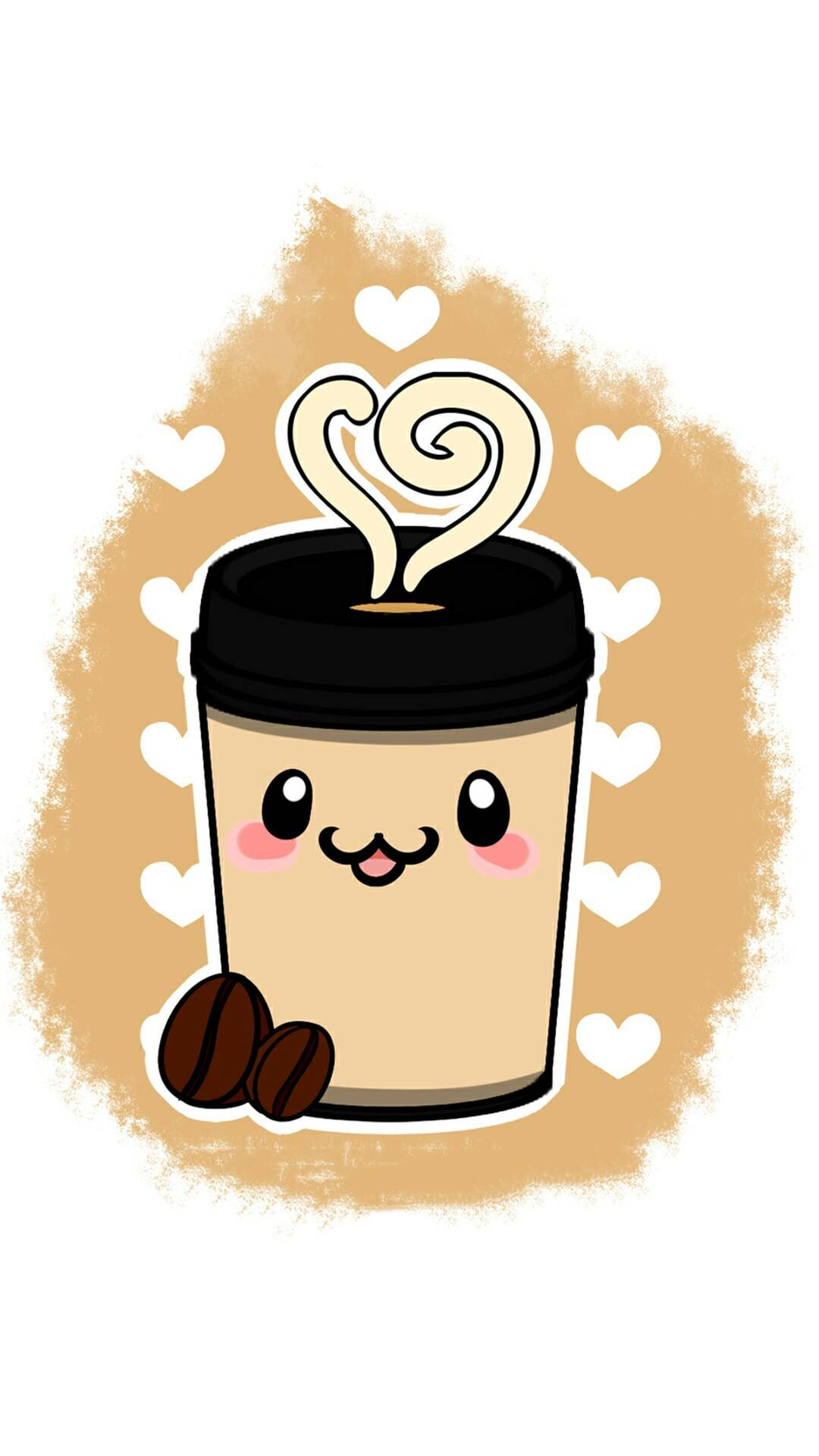 Download Chibi Coffee Cup Minimalist iPhone Wallpaper