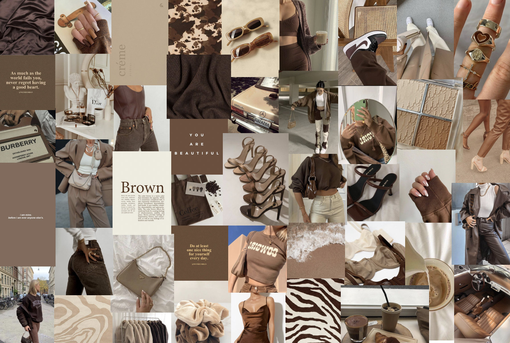 Light Brown Aesthetic Collage Kit