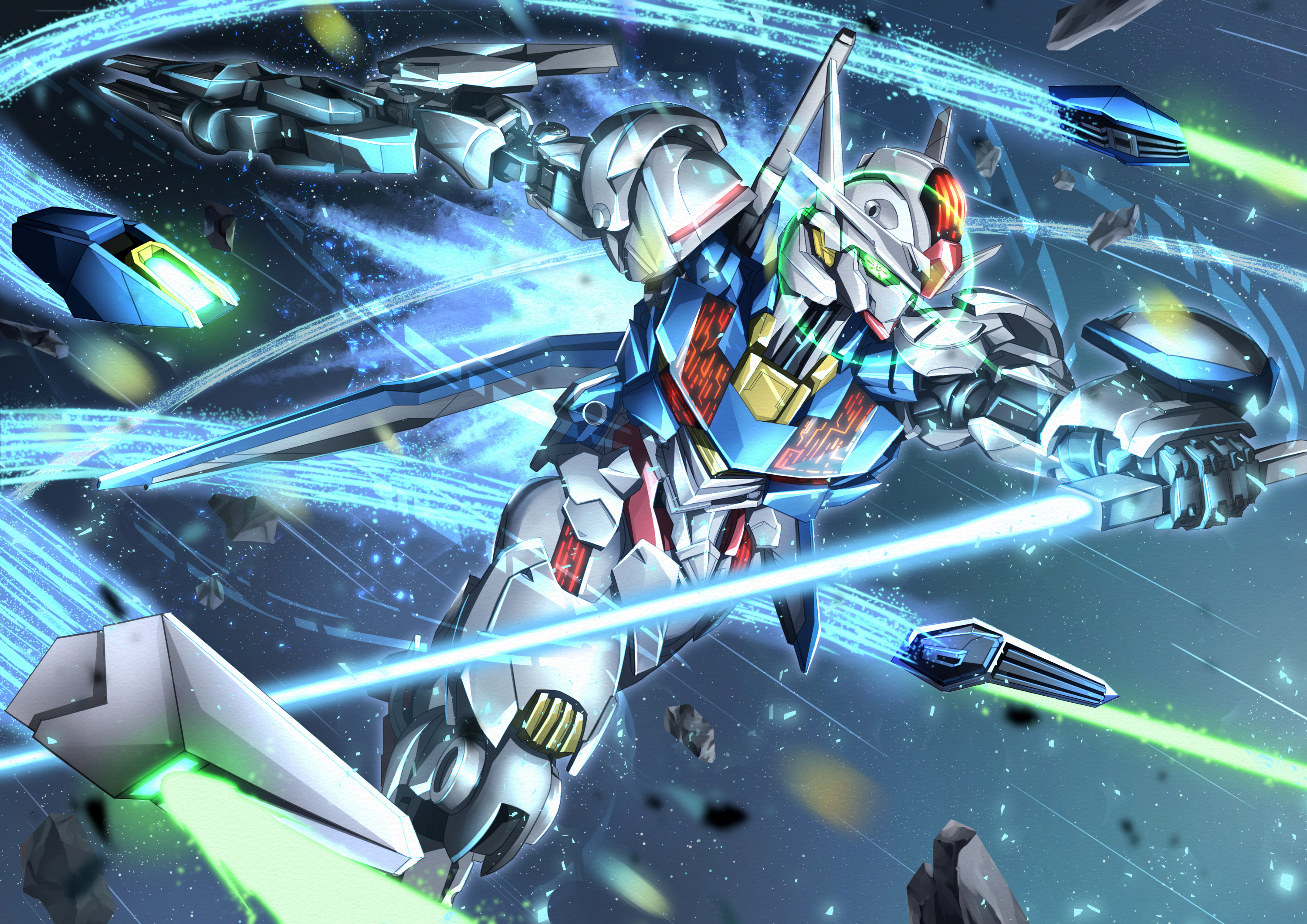 gundam aerial (gundam and 1 more) drawn by troy_(oxaa01ex)