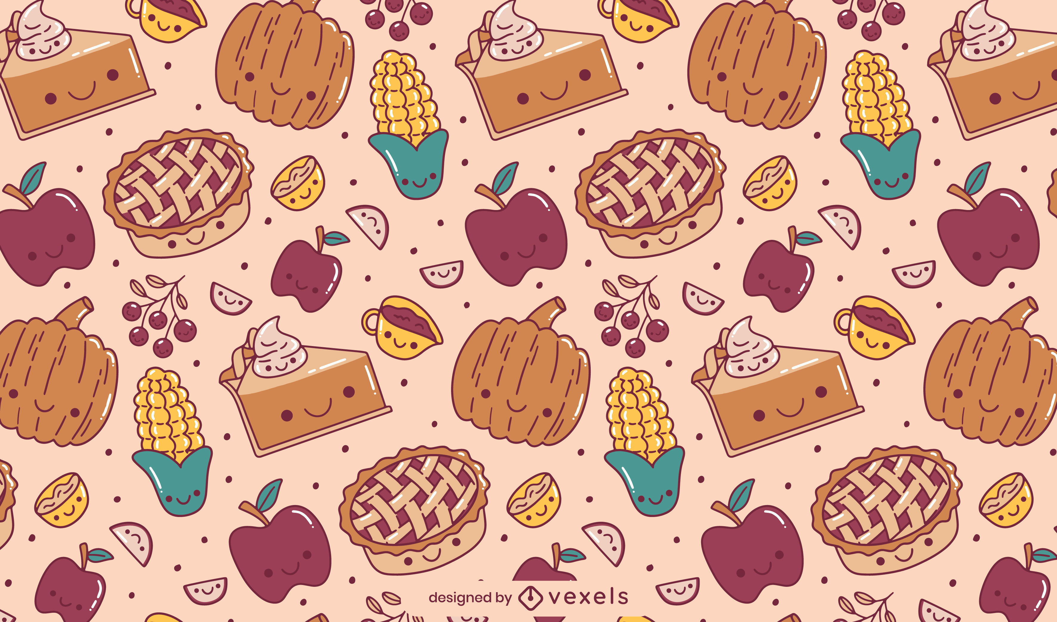 Cute Thanksgiving Pattern Design Vector Download