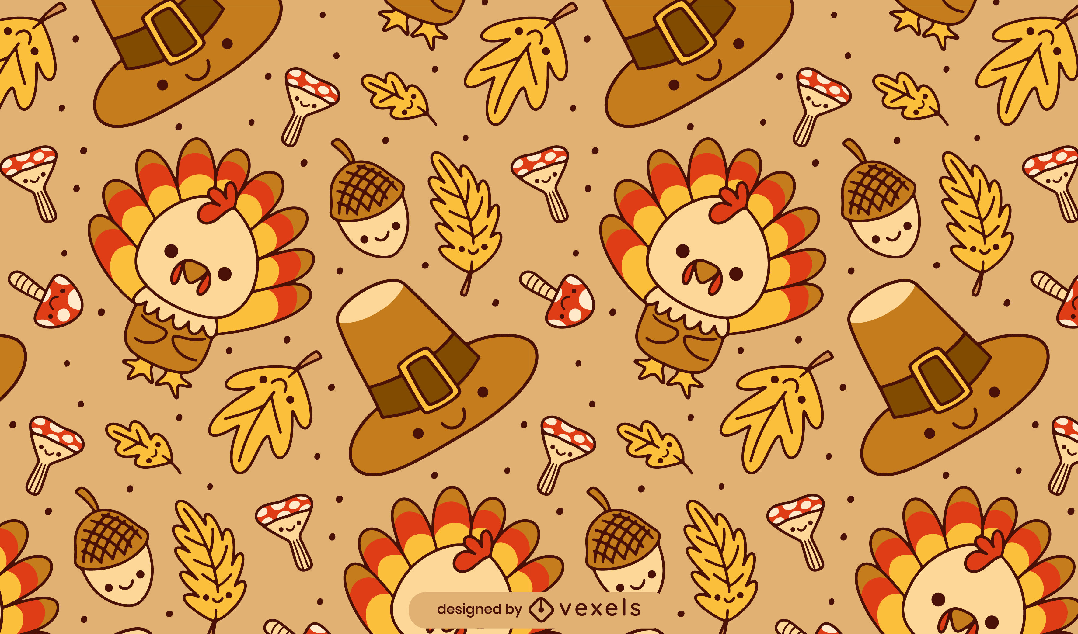 Cute Thanksgiving Elements Pattern Design Vector Download