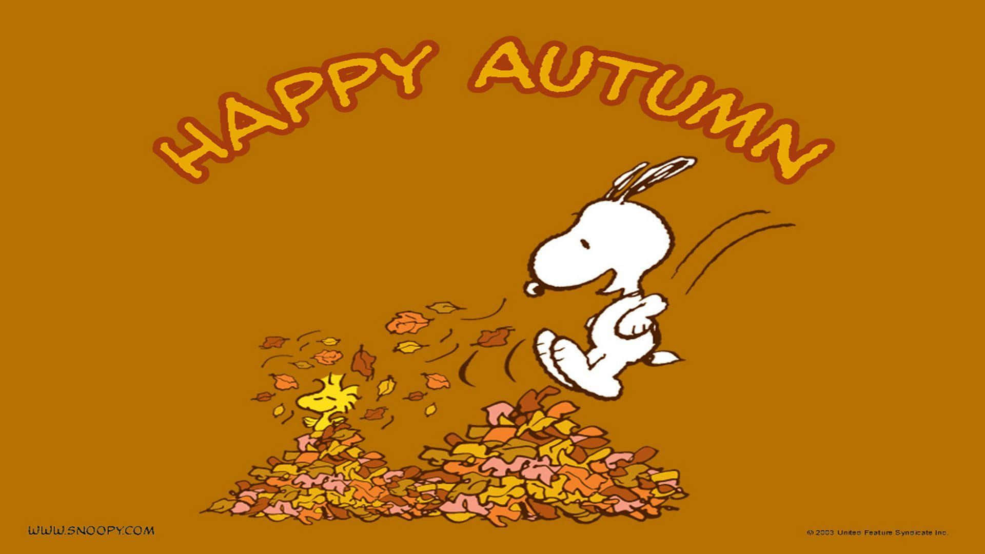 Download Snoopy Celebrates Thanksgiving With A Gratitude Filled Heart. Wallpaper