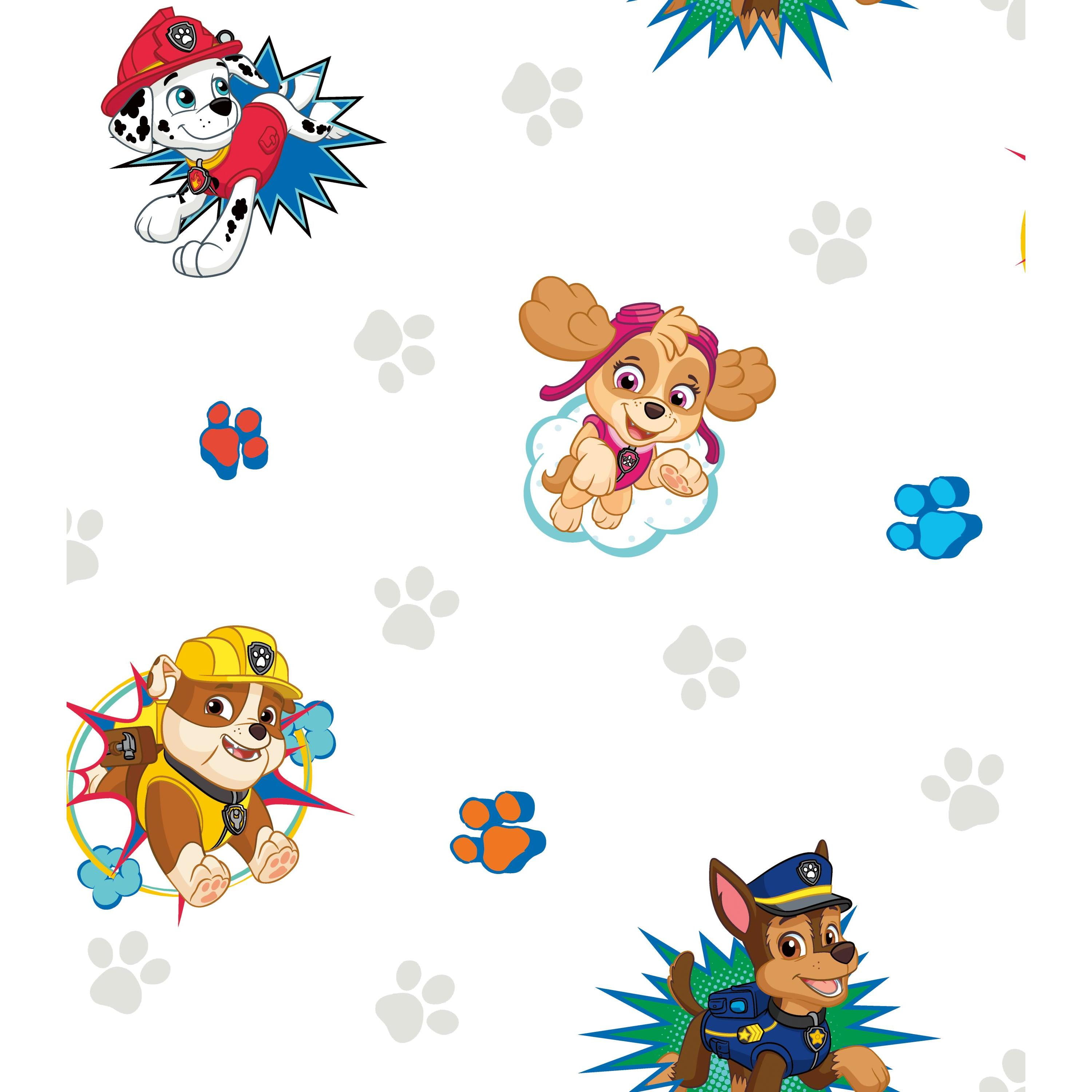RoomMates Paw Patrol Pups Peel and Stick Wallpaper, 18 inches wide x 18.86 feet