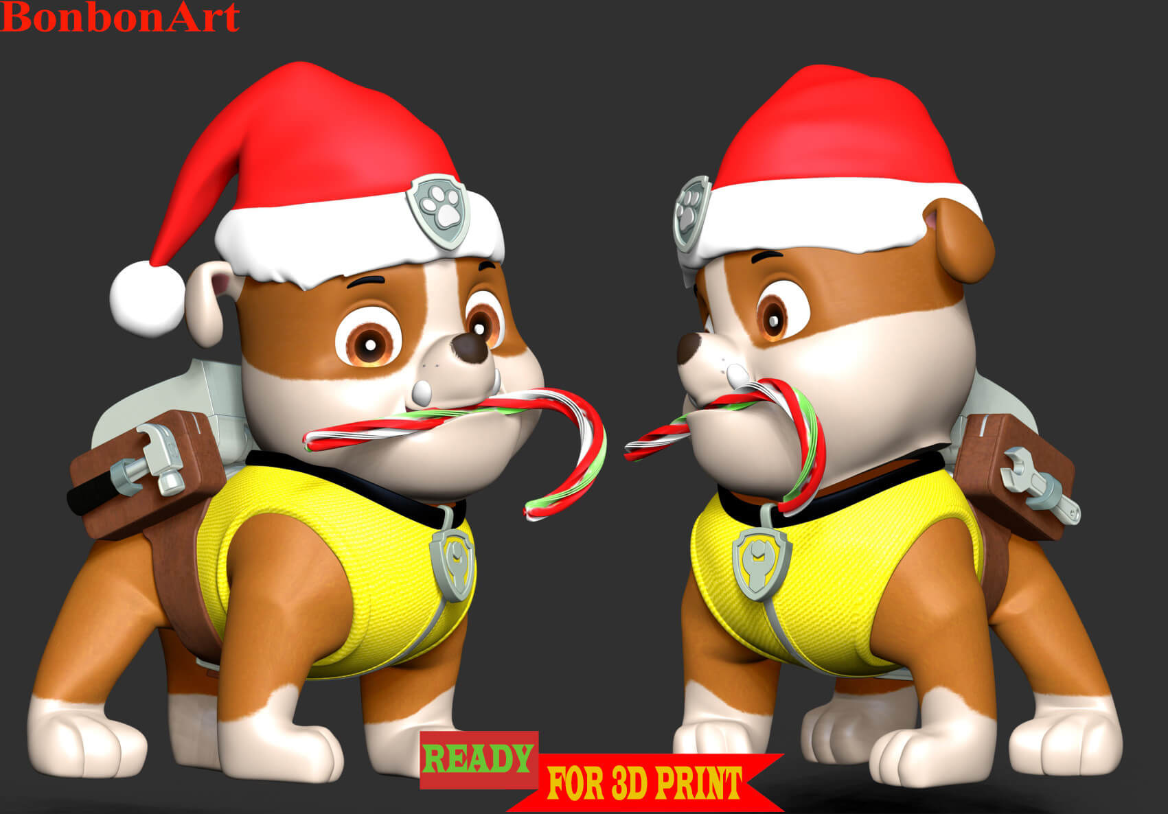 Rubble Paw Patrol Christmas 3D Print Model by Bon Bon Art