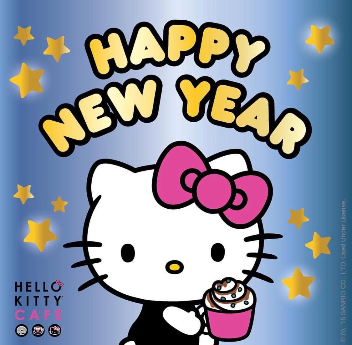 Hello Kitty #café #HappyNewYear (*ﾟ▽ﾟ*). Hello kitty themes, Hello kitty, Hello kitty birthday