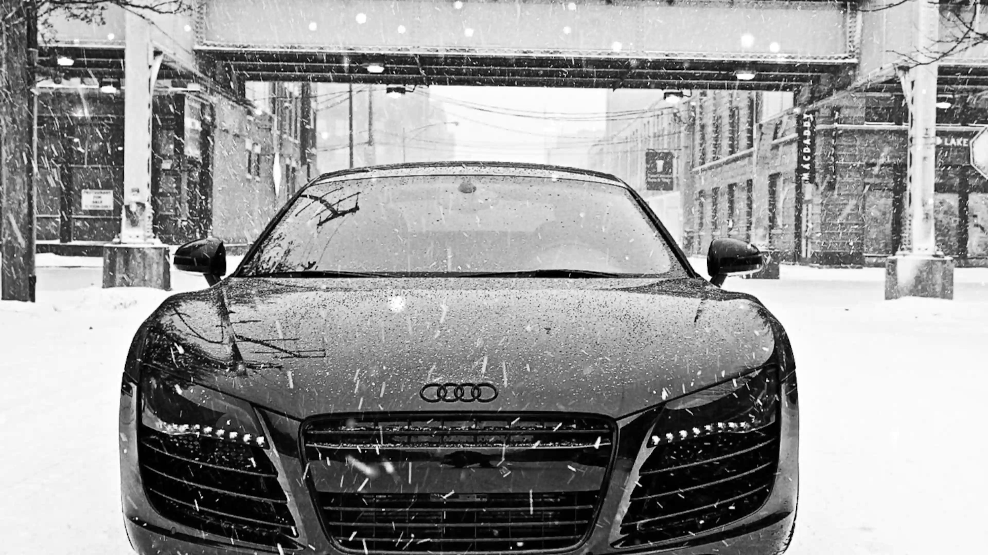 Black Audi R8 In Winter Live Wallpaper