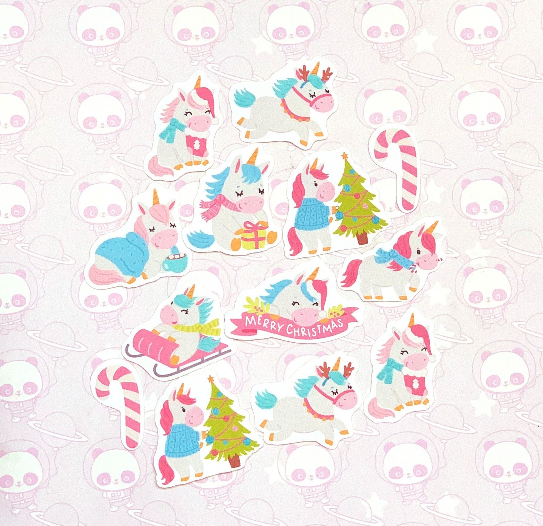 Pack Paper Kawaii Christmas Unicorns Stickers