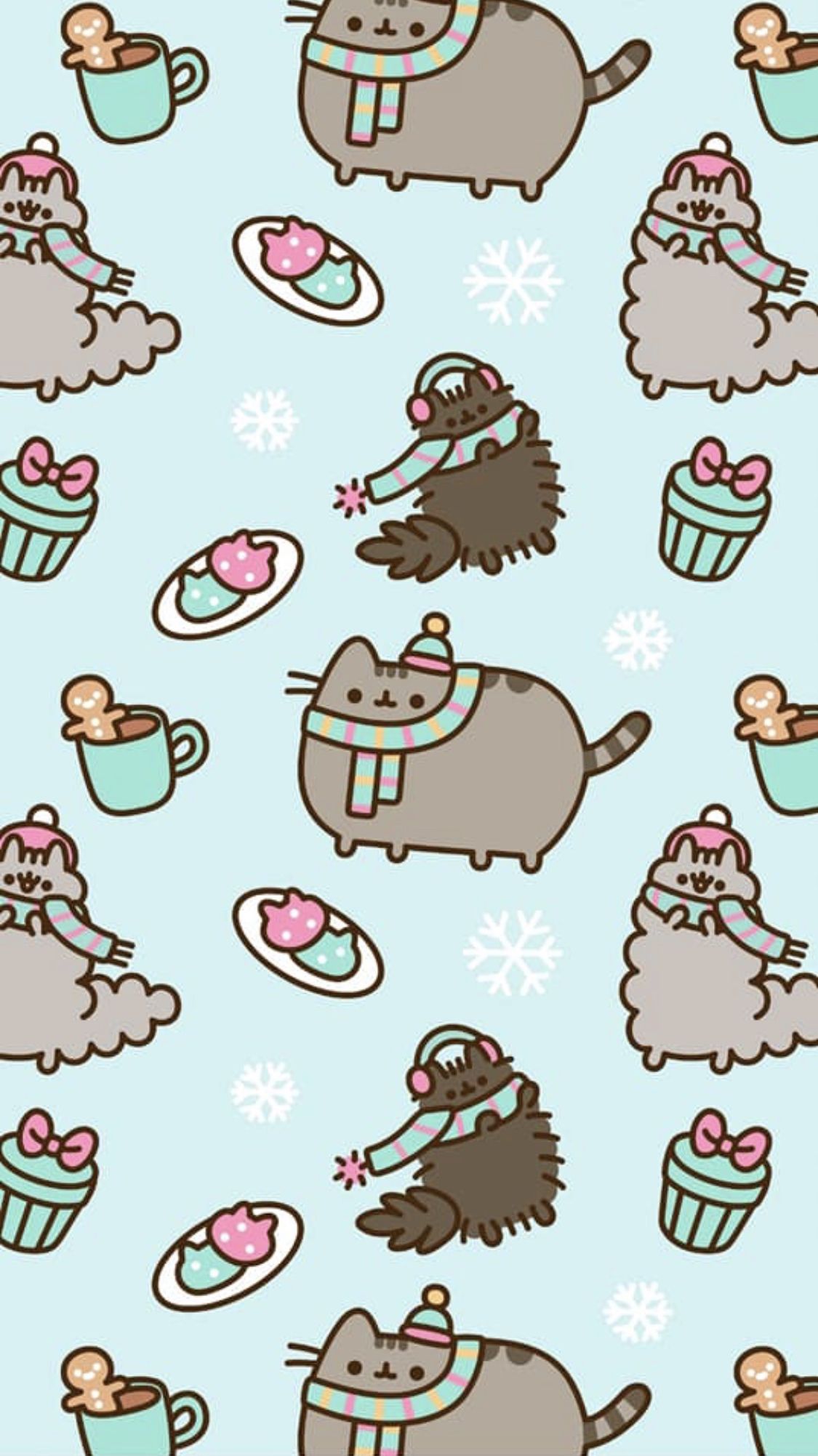 pusheen winter wallpaper !!. Wallpaper iphone christmas, Pusheen cat, Pusheen christmas