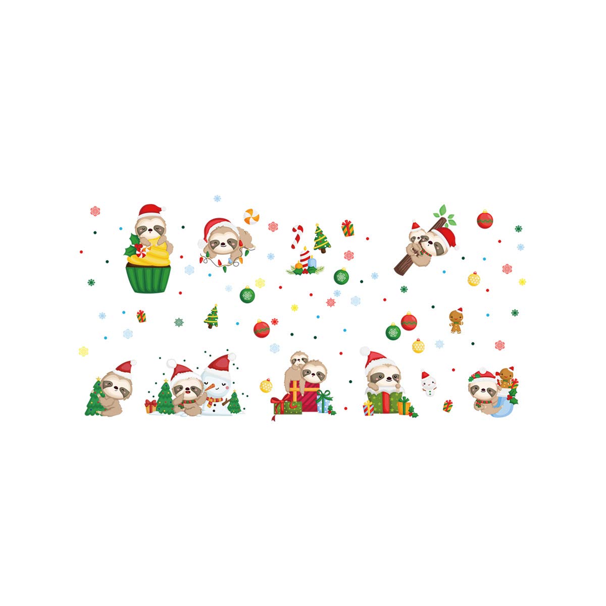 EELa Christmas Sloth Wall Paste Living Room Bedroom Window Glass Decoration Wallpaper, Tools & Home Improvement