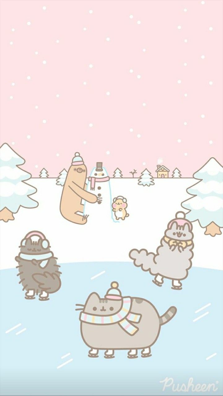 Pusheen Ice Skating. iPhone wallpaper winter, Pusheen cat, Pusheen cute
