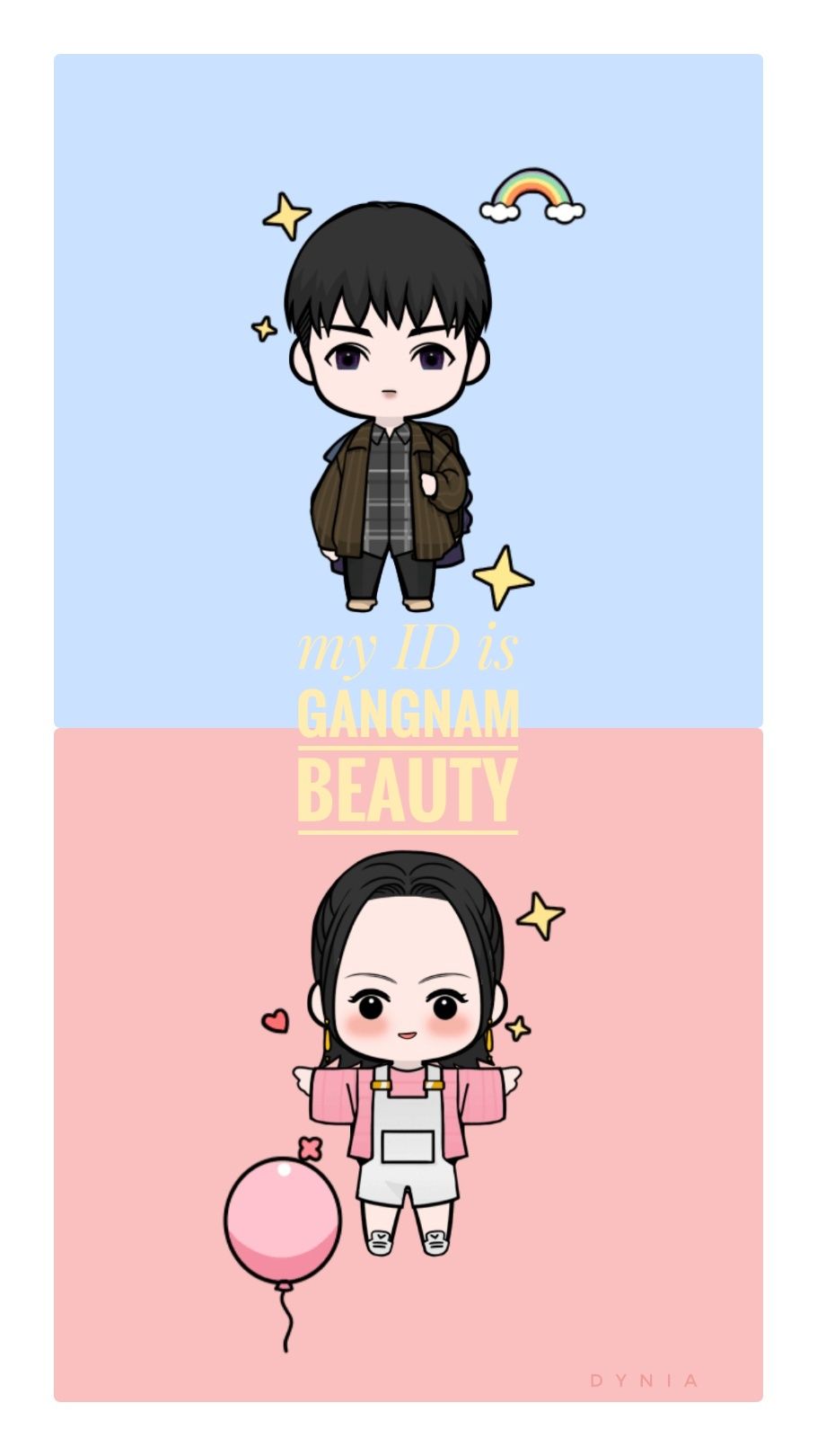 My id is gangnam beauty #chaeunwoo #lookscrean #wallpaper. Cute love cartoons, Cute cartoon wallpaper, Korean art