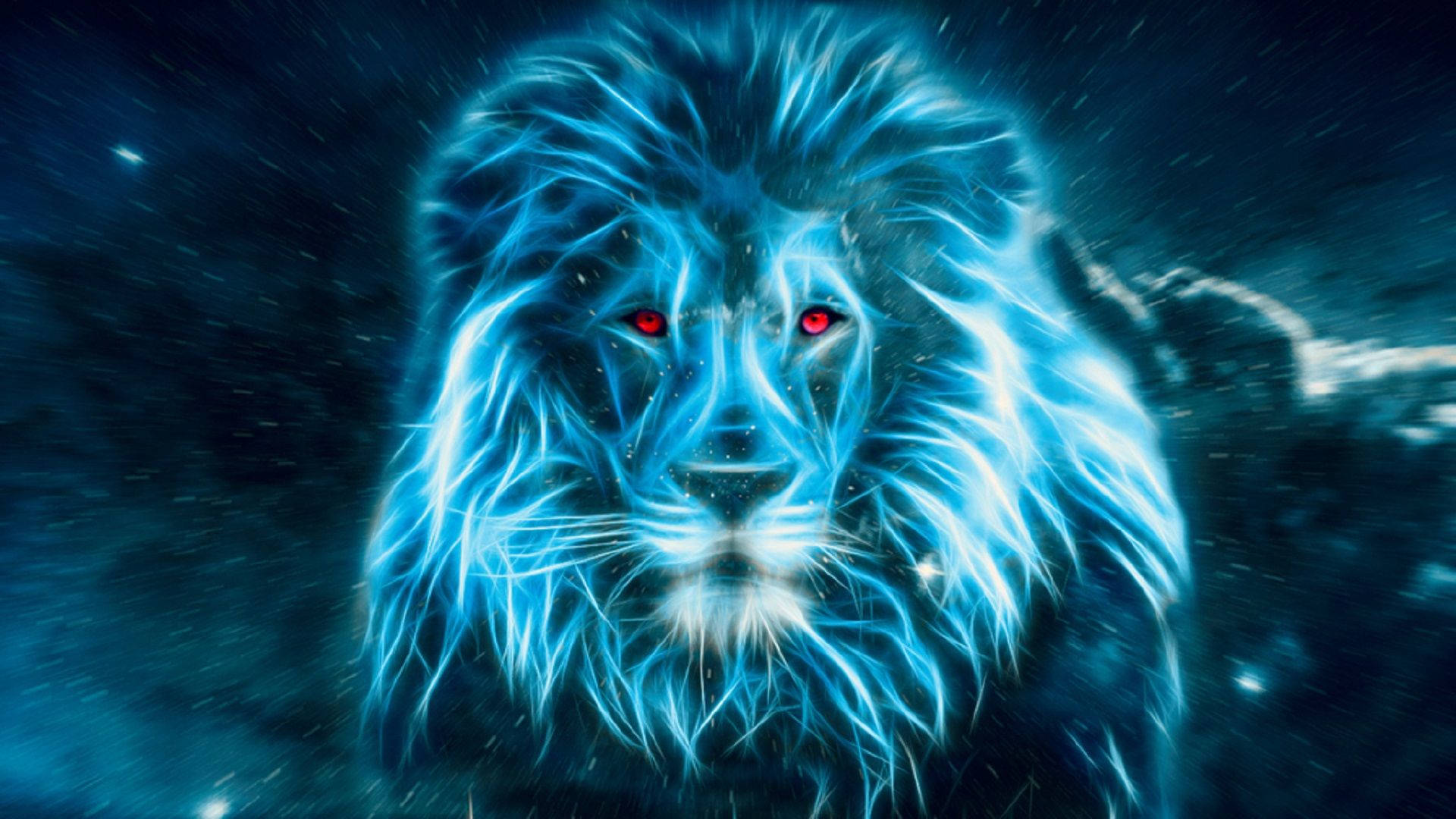 Download Cool Lion Blue Glowing Body Wallpaper