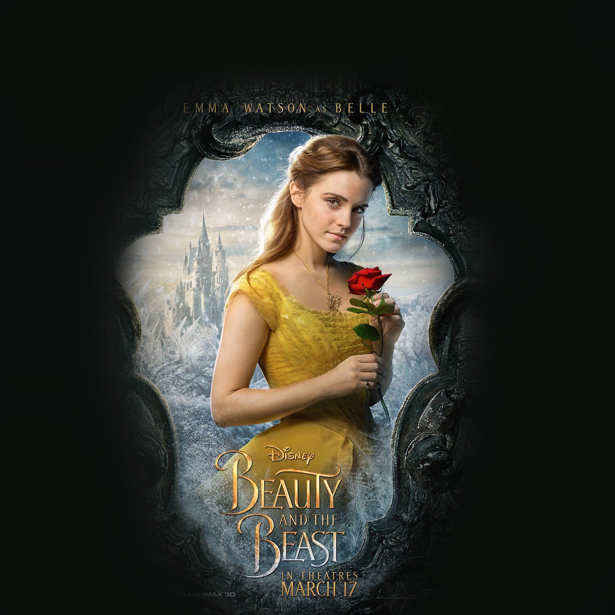 Beauty Beast Poster Disney Illustration Art iPad Air Wallpaper Free Download