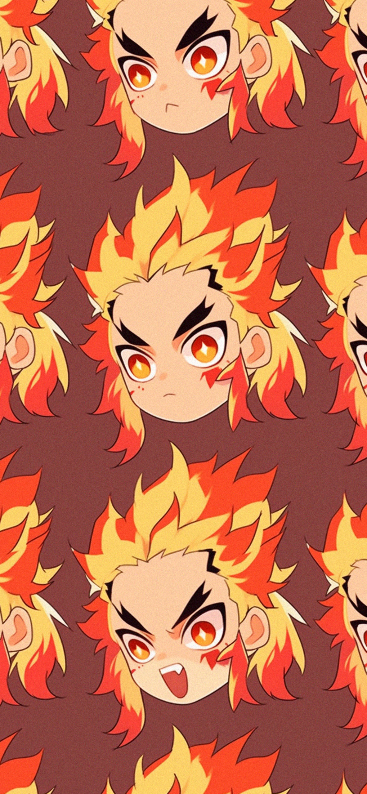 Rengoku head Dark Orange Pattern Wallpaper