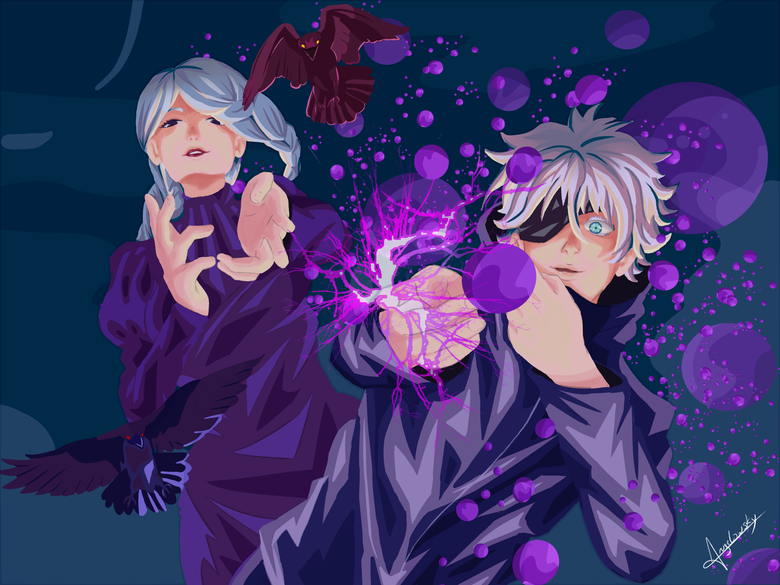 Gojo Satoru and Mei Mei Galeno ART street