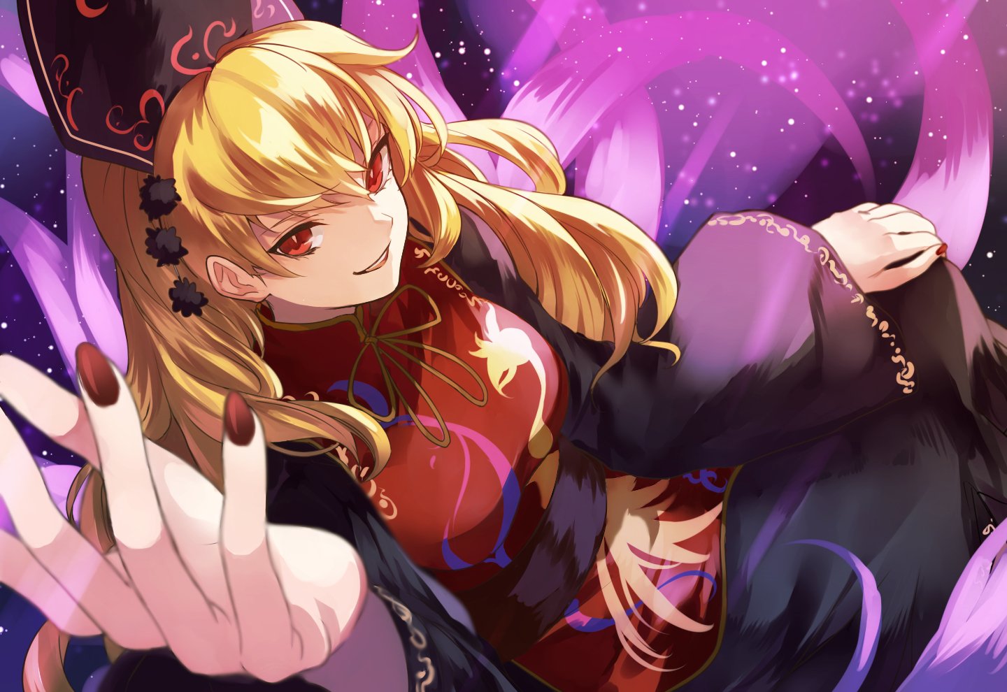 Blonde hair eredhen junko red eyes touhou wallpaperx990