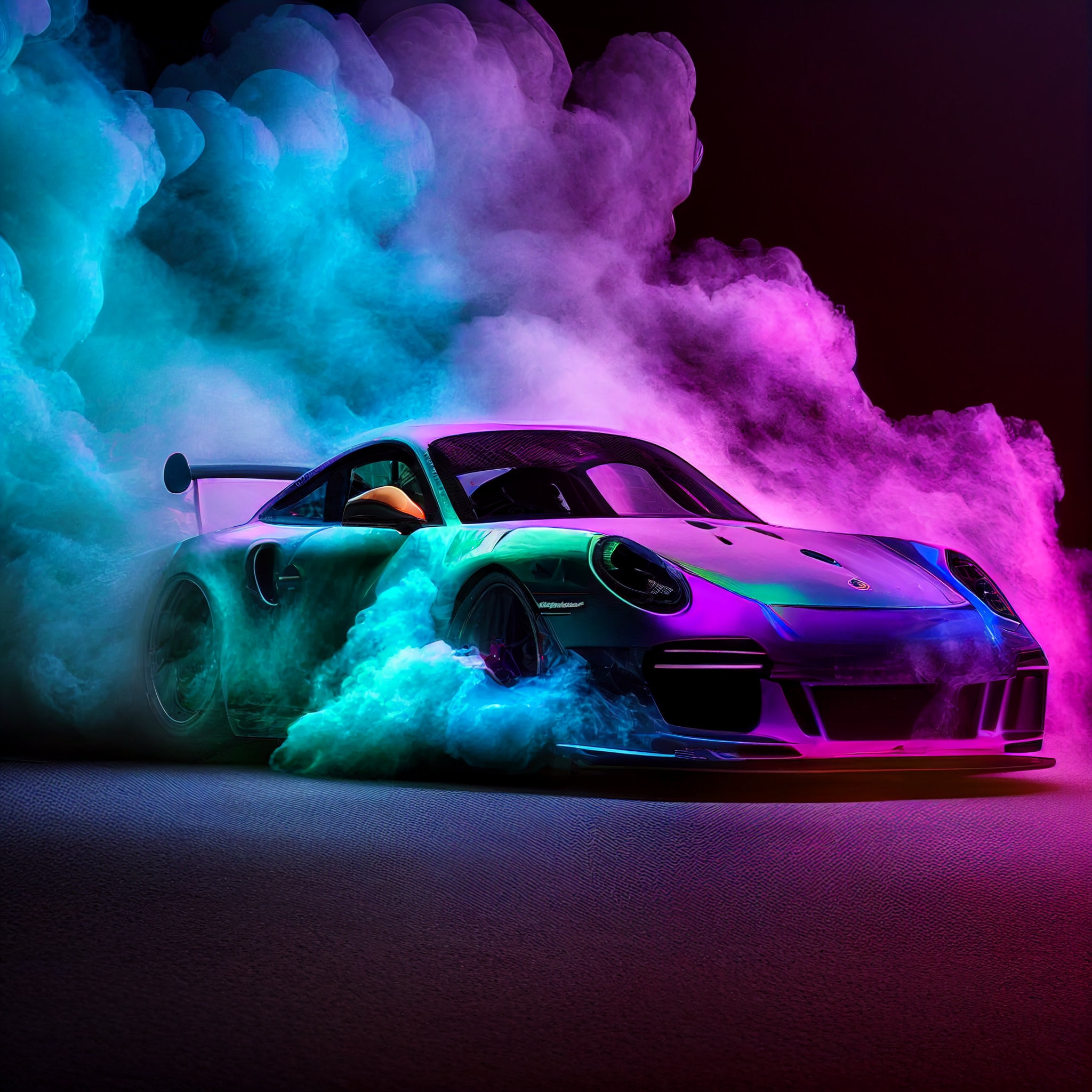 Abstract Neon Porsche GT3 Wall Art