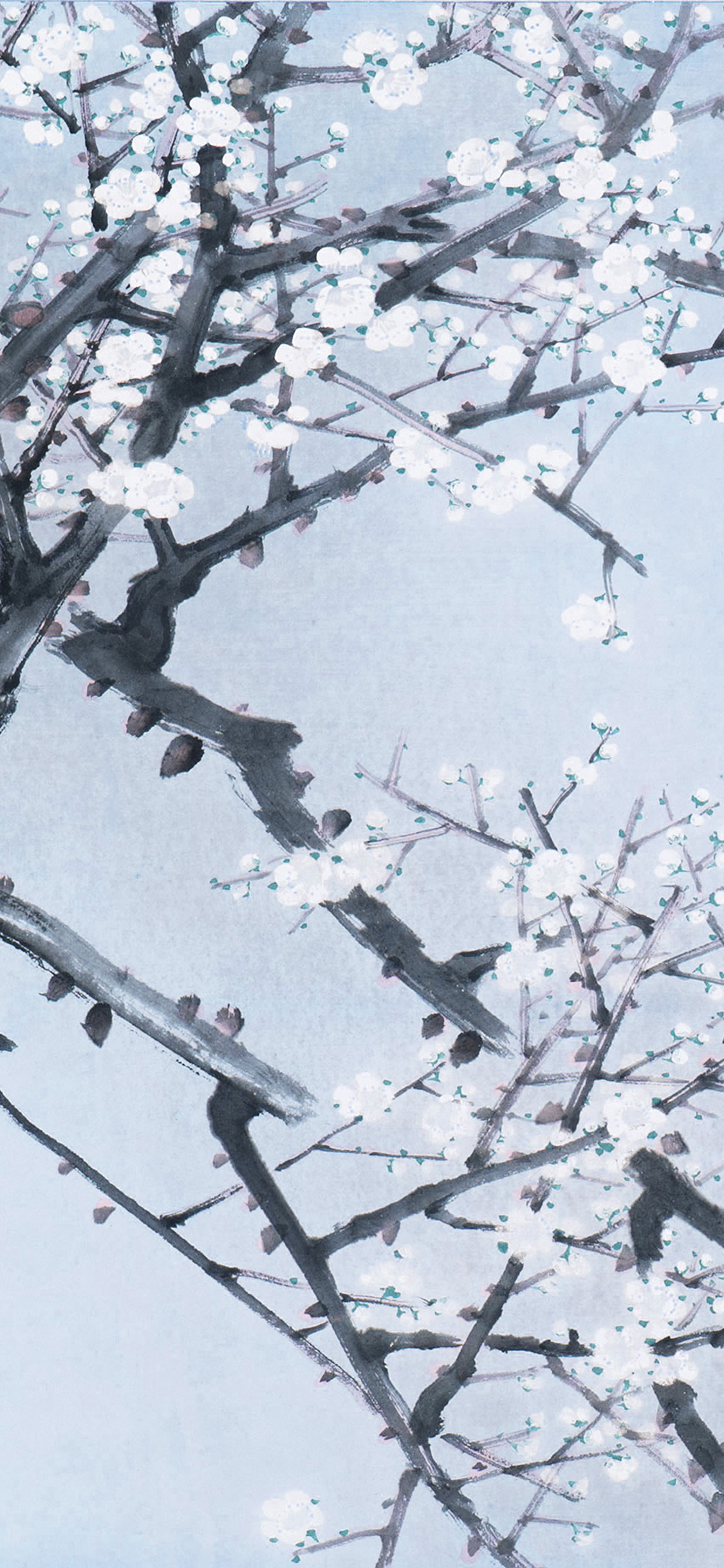 Oriental Art Flower Blue Painting Illust Wallpaper