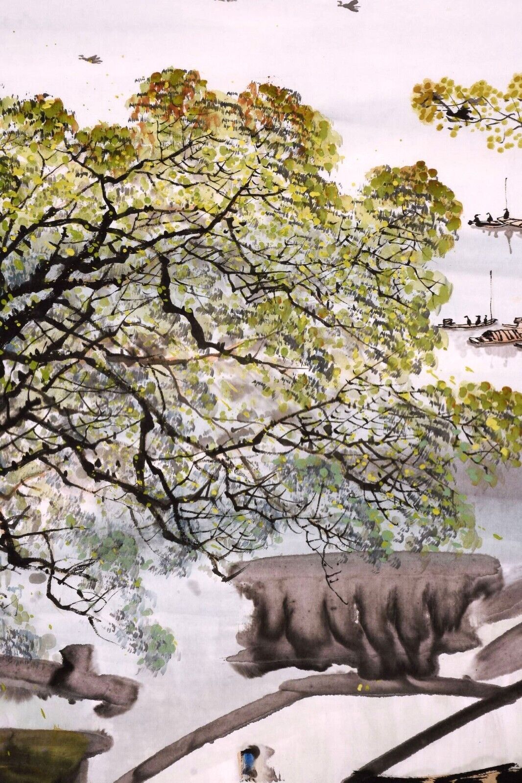 ORIENTAL ASIAN ART CHINESE FAMOUS SANSUI WATERCOLOR PAINTING Landscape&House