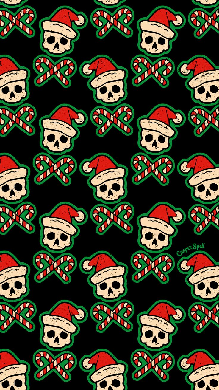 casperspell's shop on Spoonflower: fabric, wallpaper and home decor. Scary christmas, Creepy christmas, Christmas wallpaper