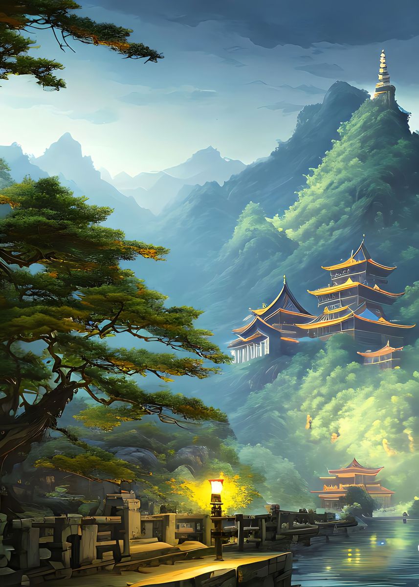 Peaceful Asian Palace' Poster