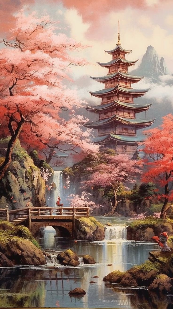 Nature. Japanese art ink, Cool wallpaper art, Pretty wallpaper background