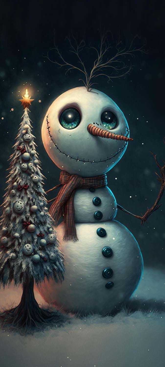Festive Snowman iPhone Wallpaper