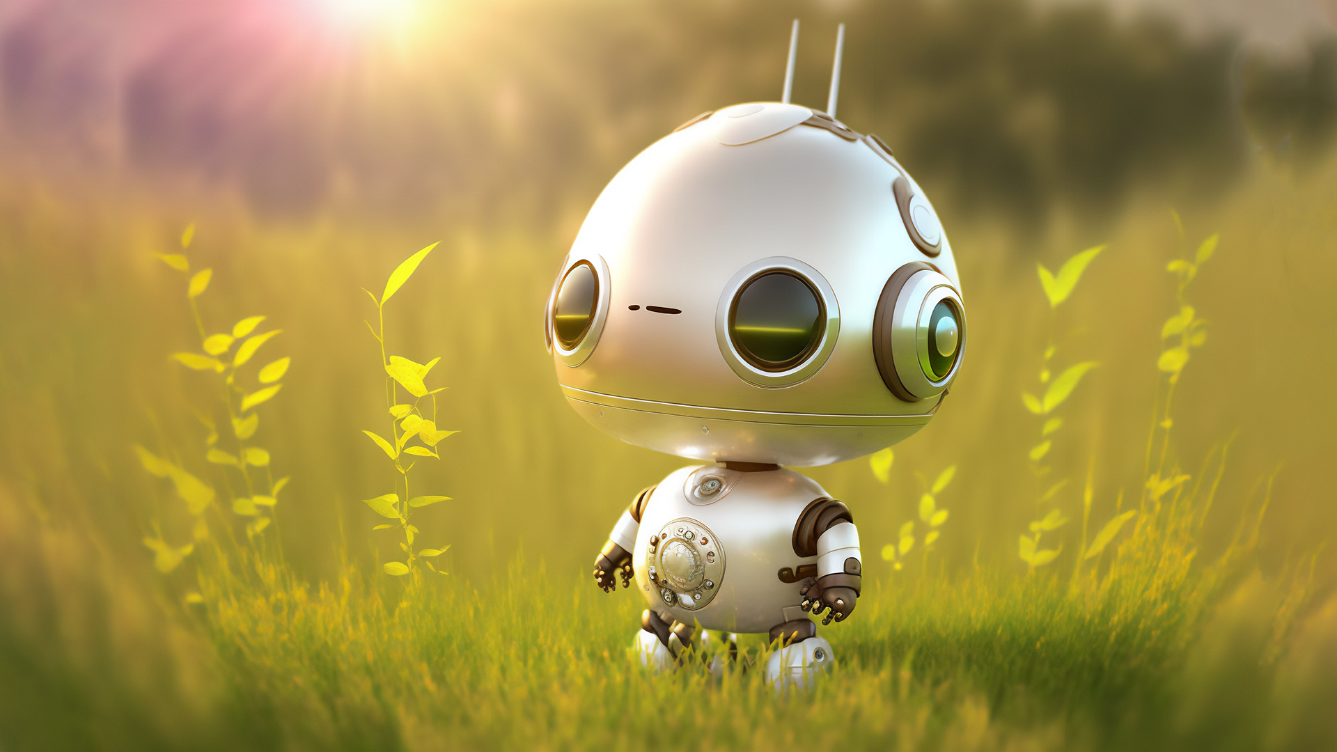 AI art, robot, grass, exteriorx1080 Wallpaper