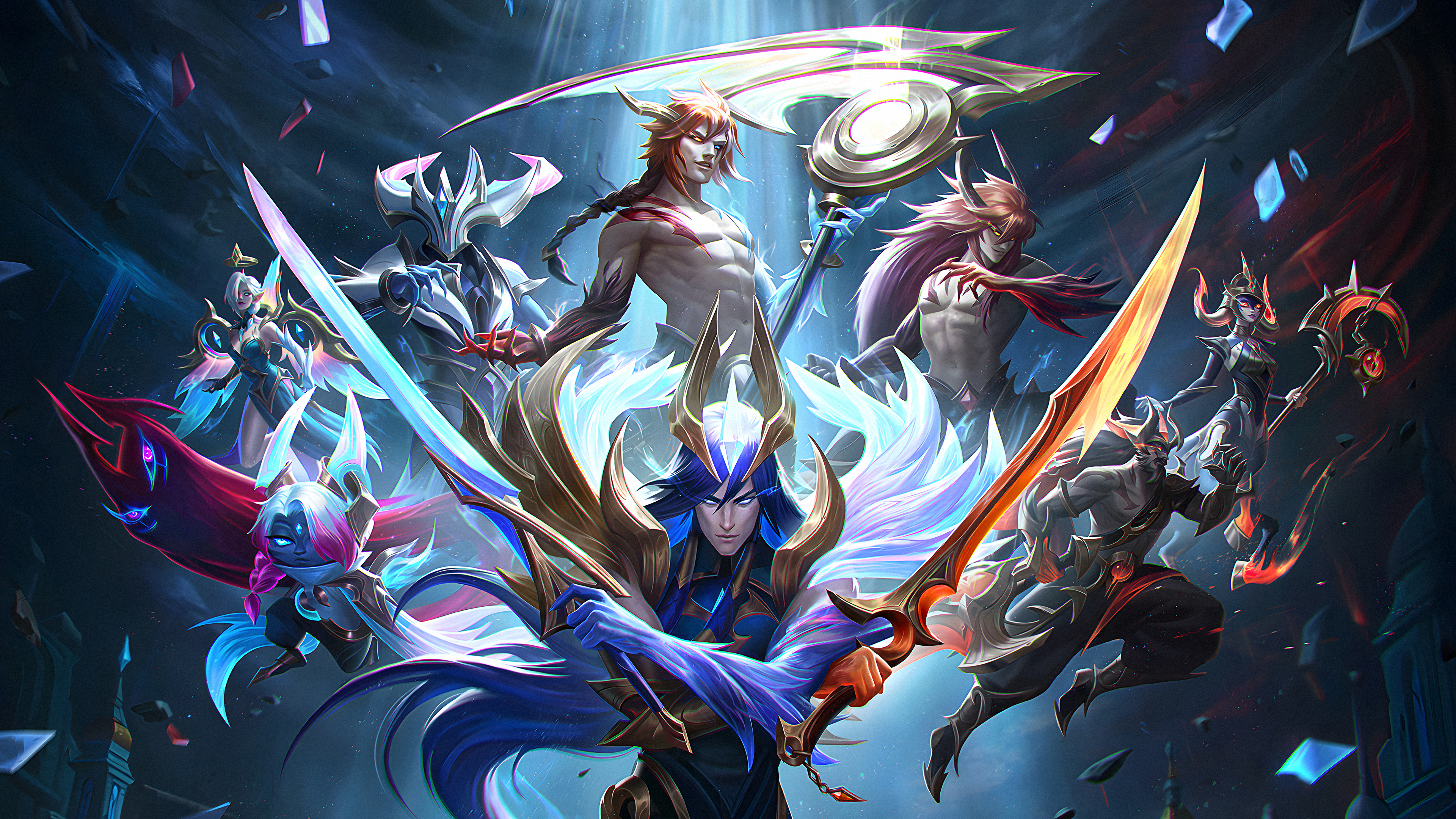 Kayn (League of Legends), Vex (League of Legends), Lillia (League of Legends), Morgana (League of Legends), League of Legends, 4K, Riot Games, Yone (League of Legends), Dawnbringer & Nightbringer, Tryndamere (League of