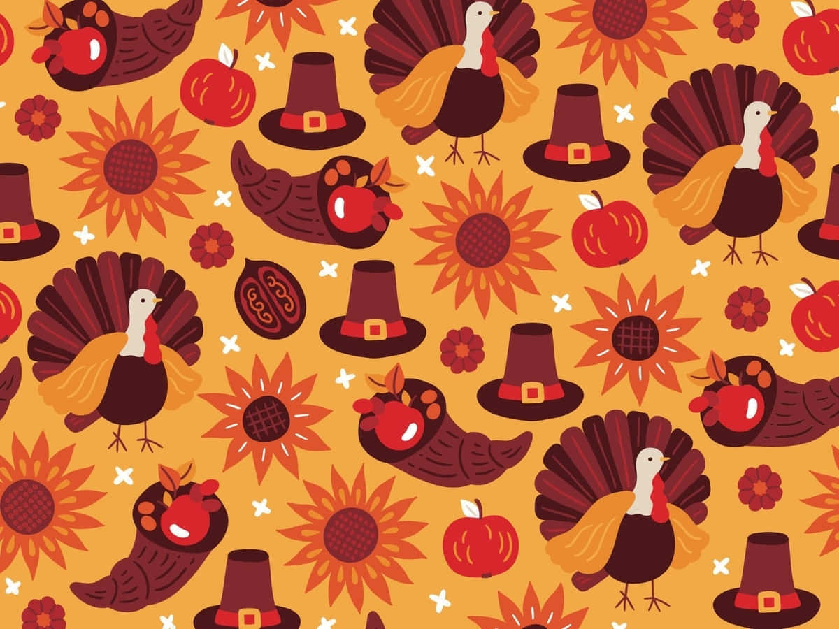 Download Thanksgiving Zoom Background Thanksgiving Hats, Turkey Pattern
