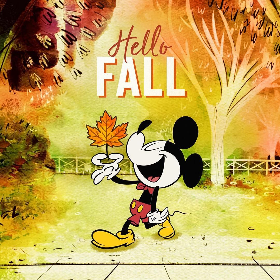 Its the #FirstDayOfFall! Can you beleaf it?. Disney artwork, Mickey mouse, Thanksgiving wallpaper
