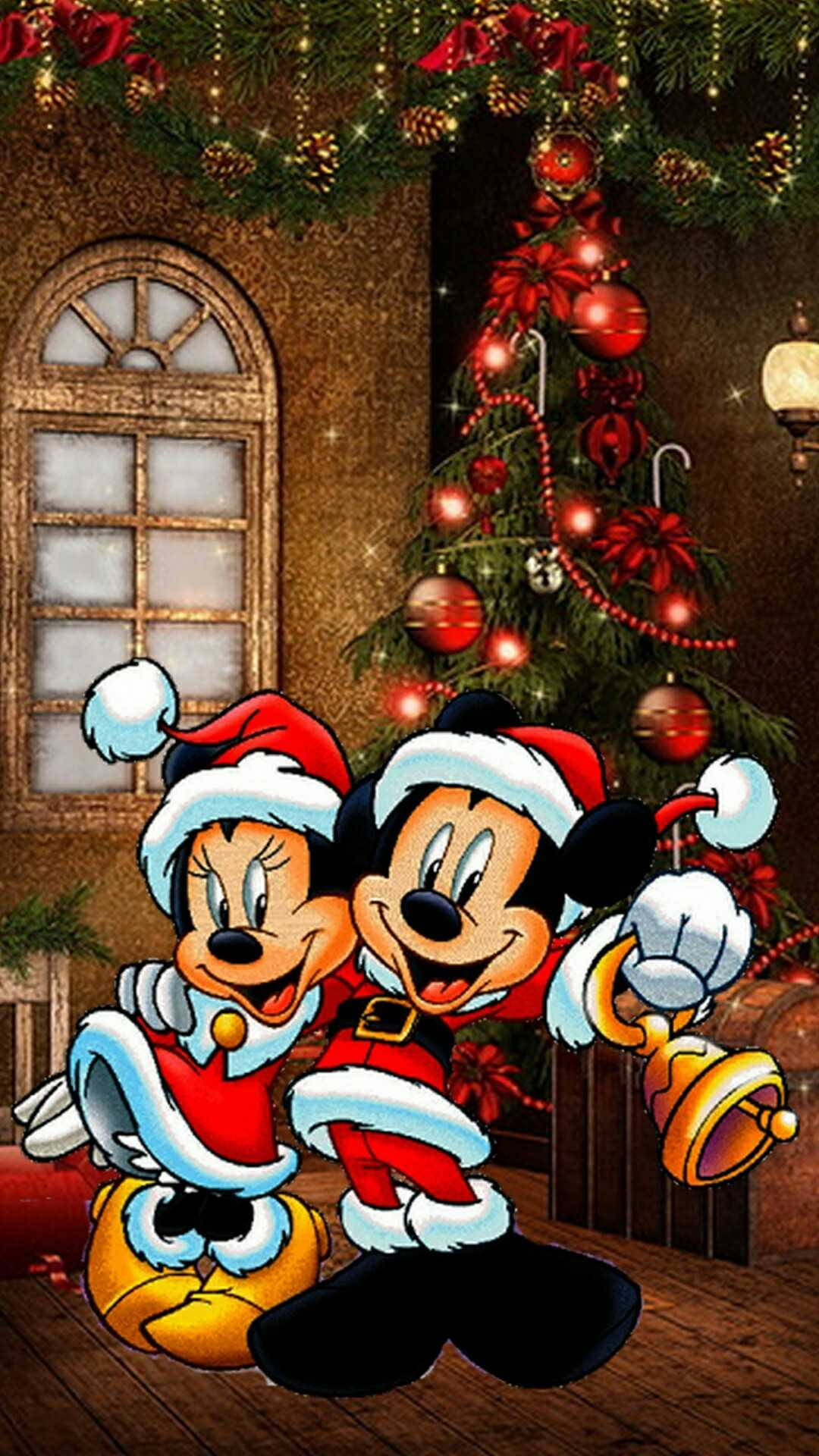 Download Disney Christmas iPhone Sweet Mickey And Minnie Mouse Wallpaper