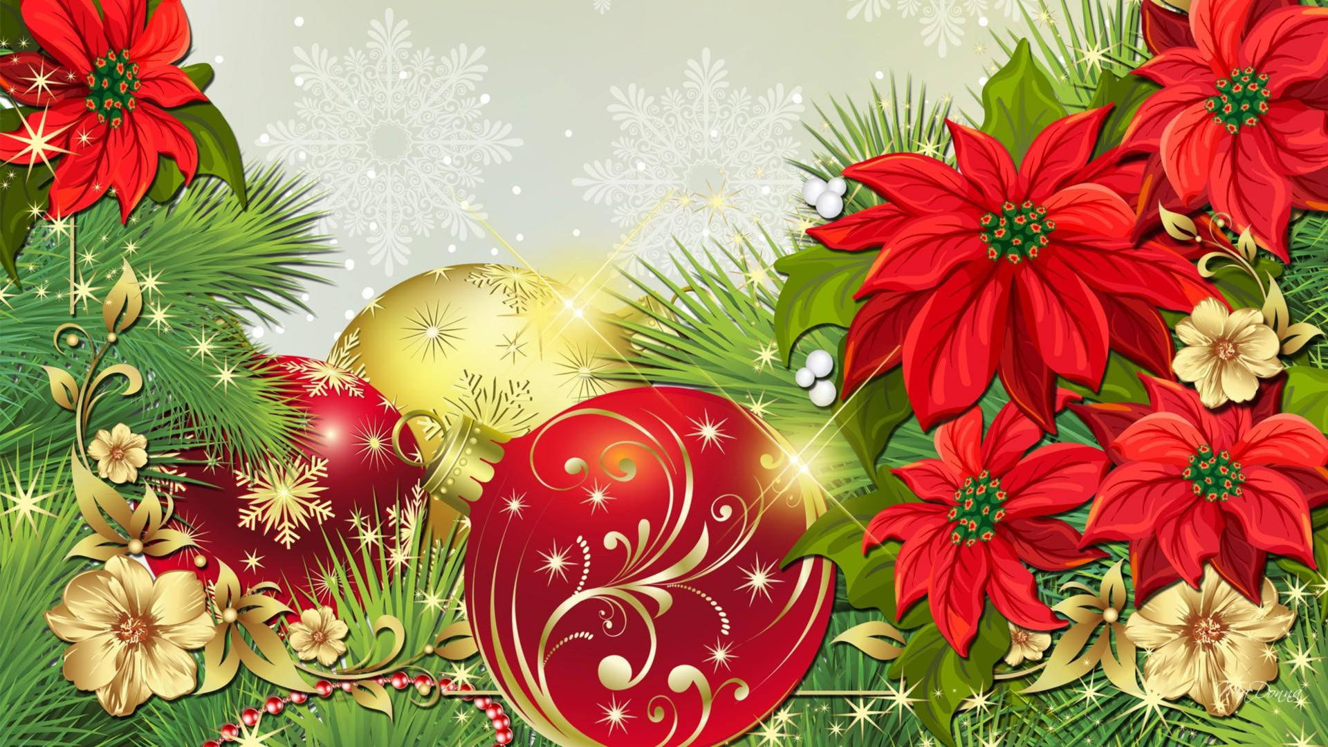 Download Animated Christmas Poinsettia Wallpaper