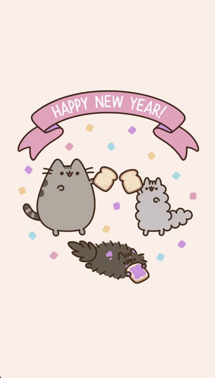 happy new year pusheen wallpaper !!. Pusheen cute, Pusheen cat, Cute cartoon wallpaper