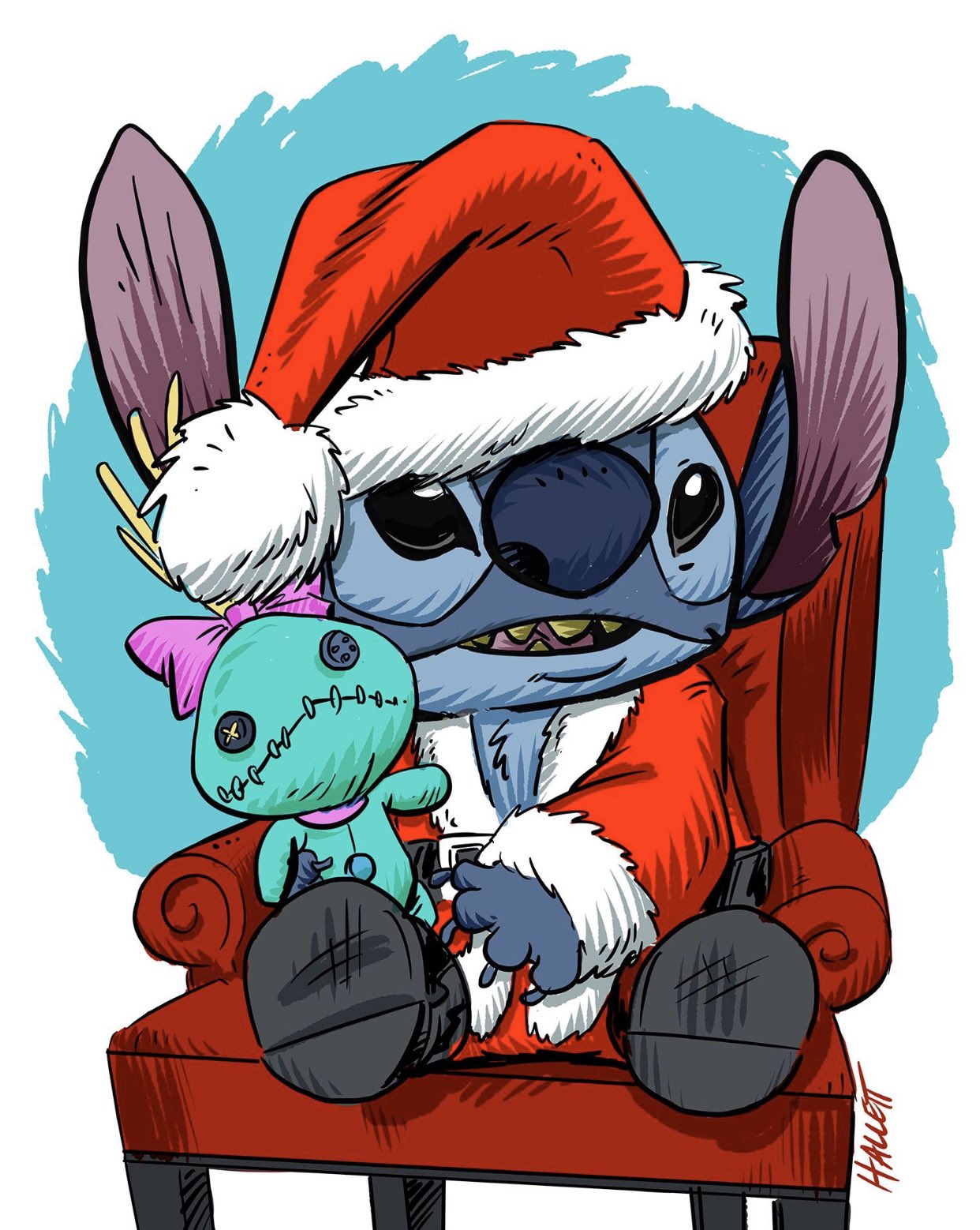 StitchToons! Christmas and Happy New Year from Stitchtoons!! See you all next year!! #merrychristmas #liloandstitch #experiment626 #santaclaus #stitch #happynewyear #scrump