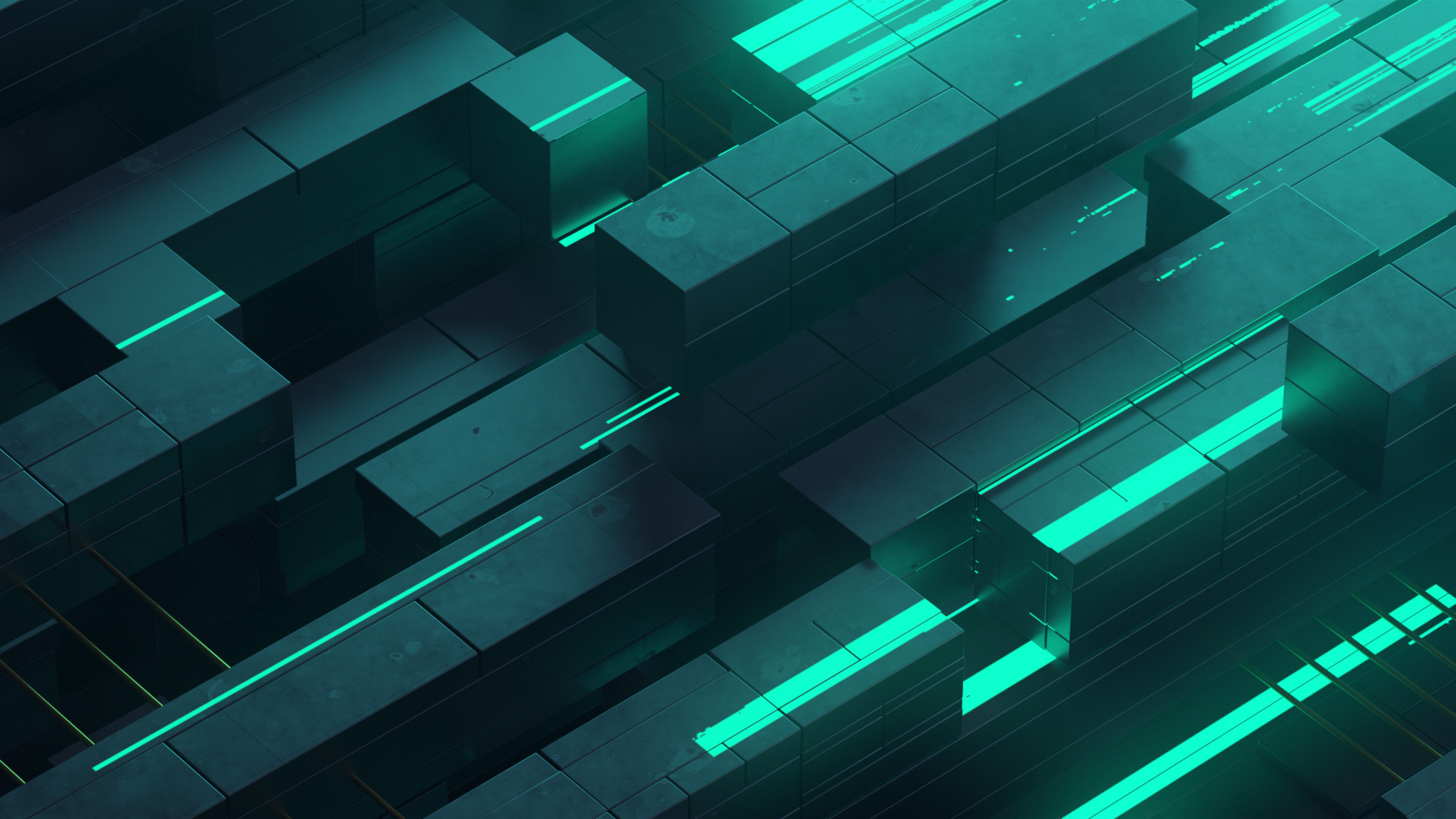 3D Abstract Neon Glow Teal Digital Art Shapes 5k HD 4k Wallpaper, Image, Background, Photo and Picture