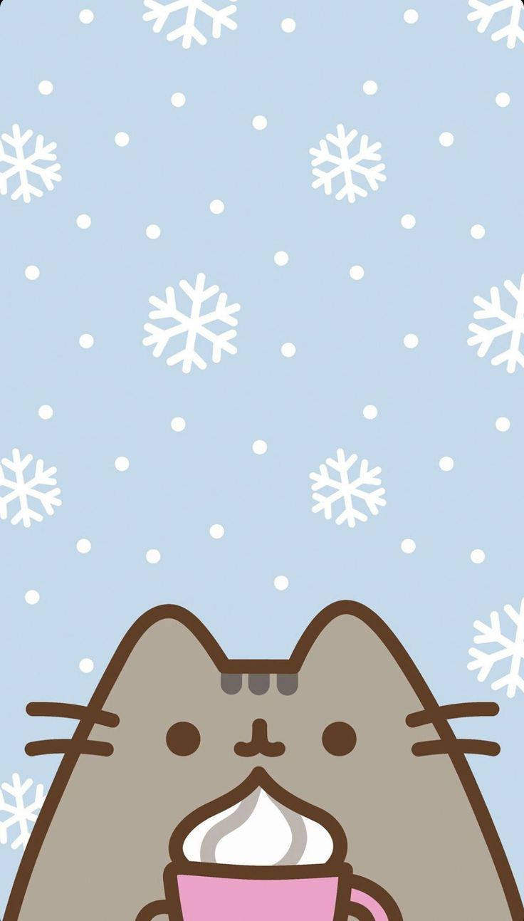 Download Winter Phone Cat Snowflakes Wallpaper