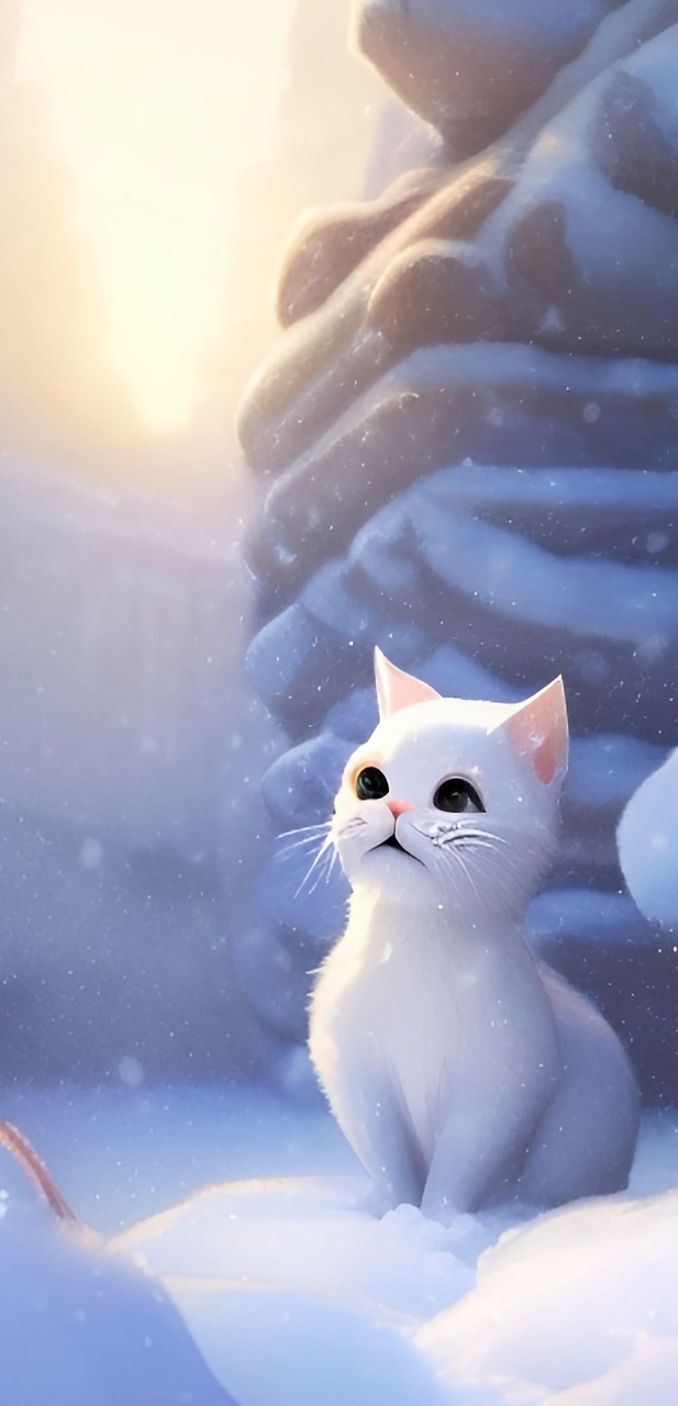 Download Cat Cute Snow Royalty Free Stock Illustration Image