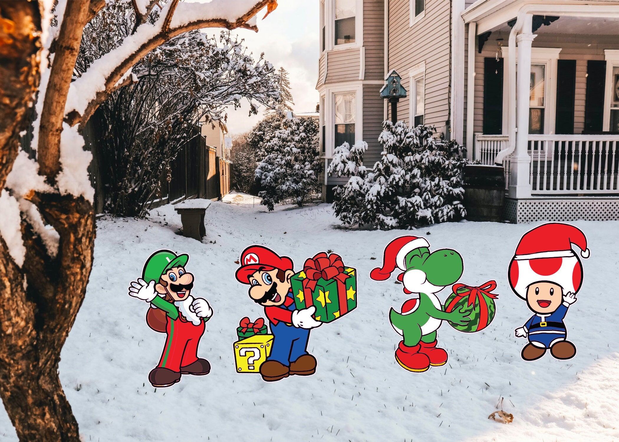 Mario Brothers Christmas Set With Mario With Gifts Luigi With. Brother christmas, Christmas settings, Mario brothers
