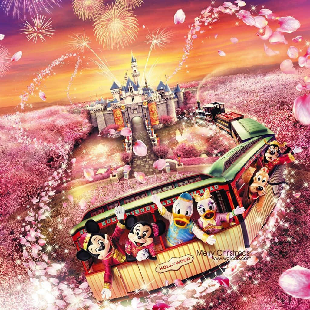 Download Mickey Mouse Happy New Year Train Wallpaper